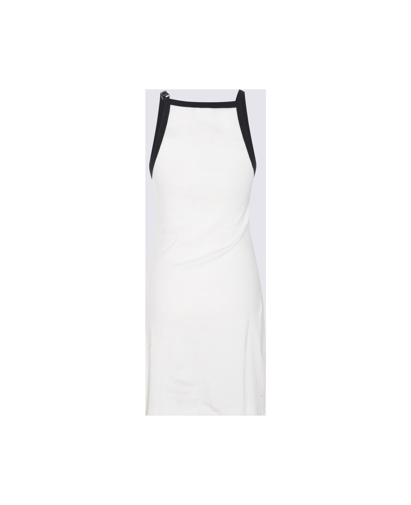 Courrèges White And Black Cotton Dress - HERITAGE WHITE/BLACK