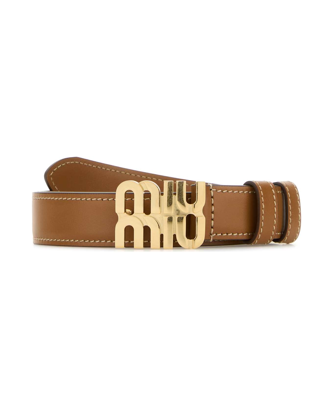 Miu Miu Caramel Leather Belt - CARAMEL