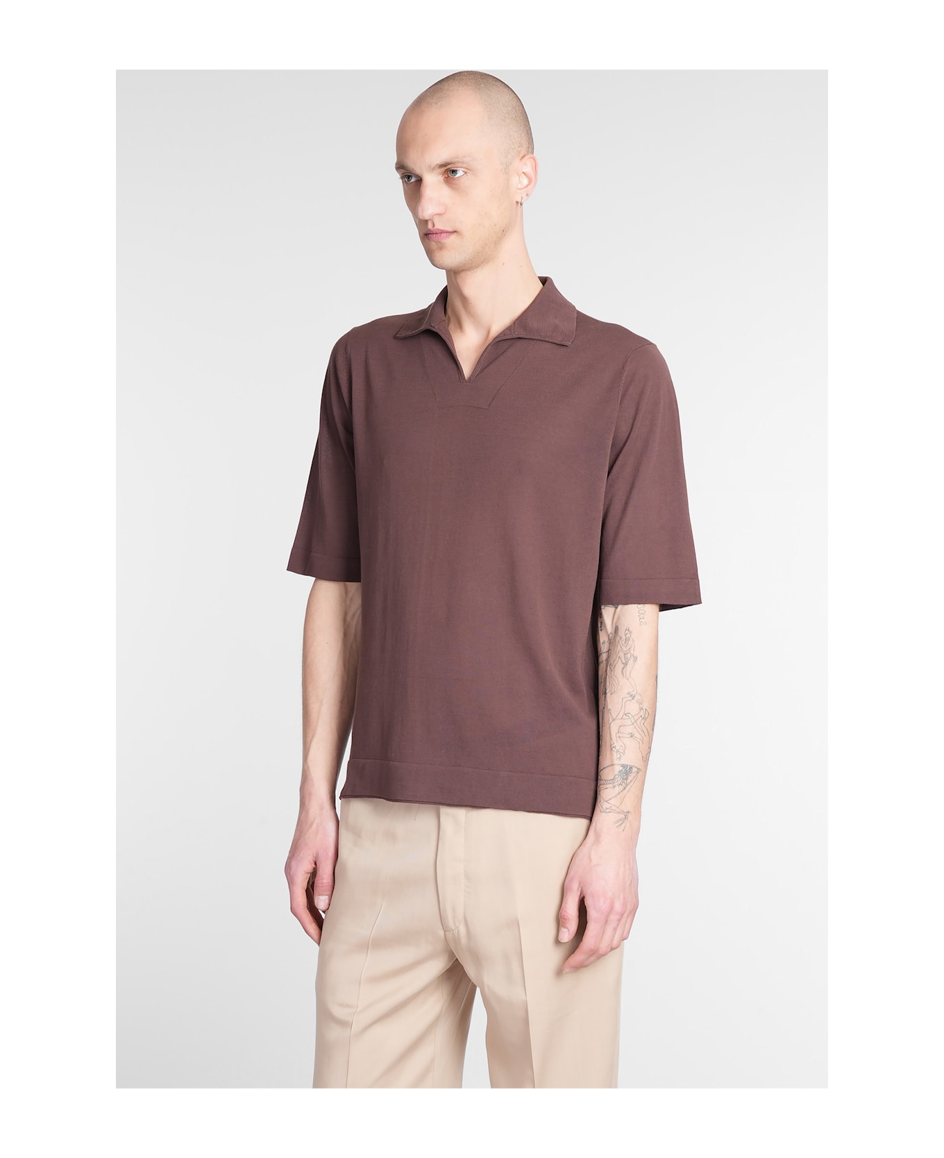 Ballantyne Polo In Brown Cotton - brown