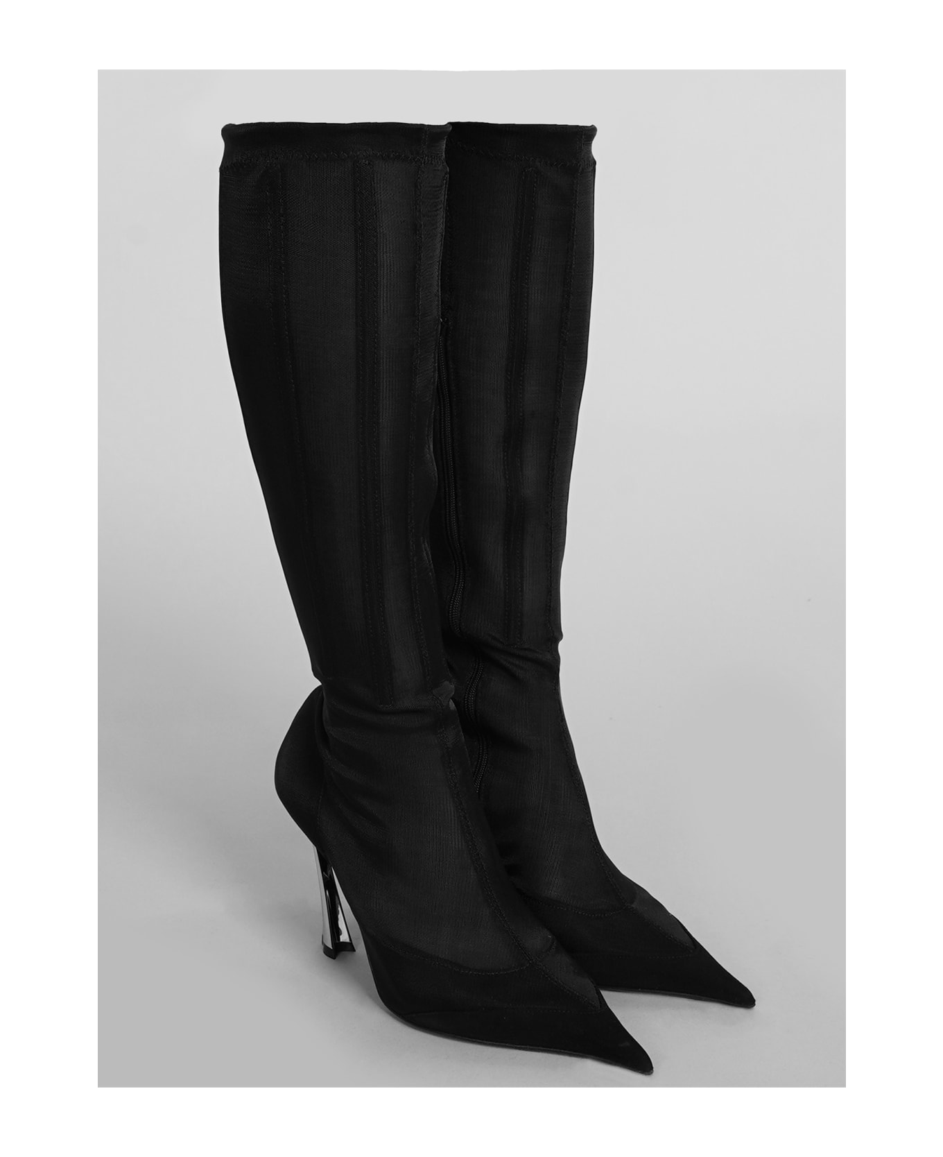 Mugler High Heels Boots In Black Nylon - black