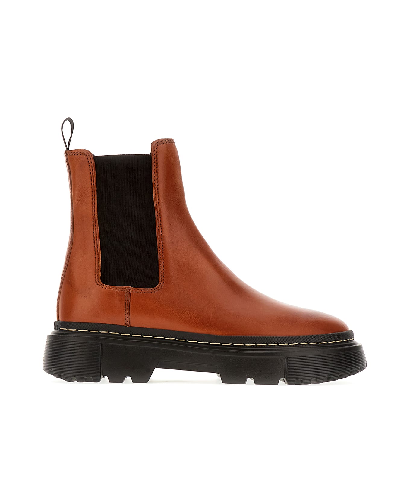 Hogan Cognac Leather H648 Ankle Boots - CUOIO SCURO