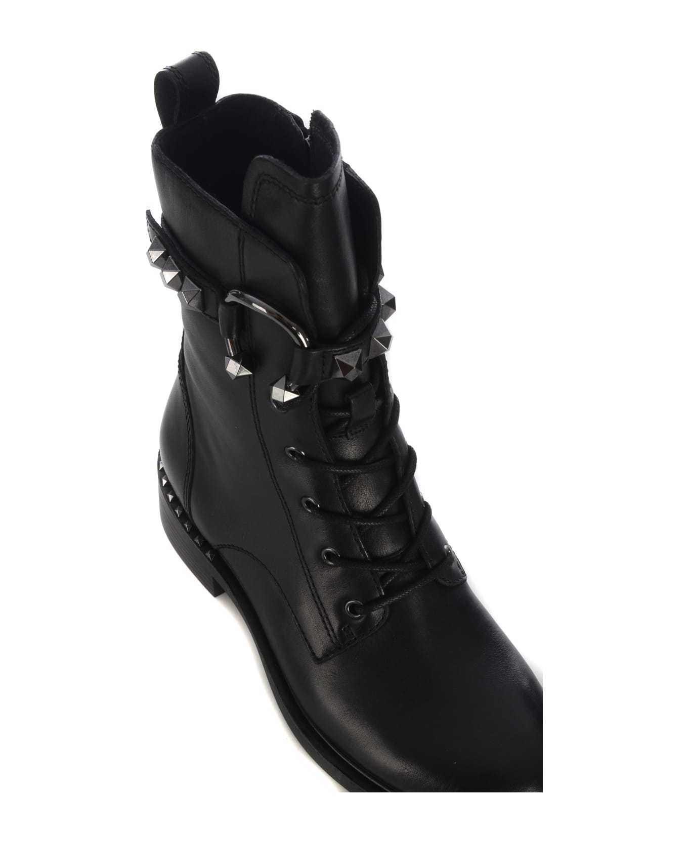 Ash Boots Ash "floyd" In Leather Combat - Nero
