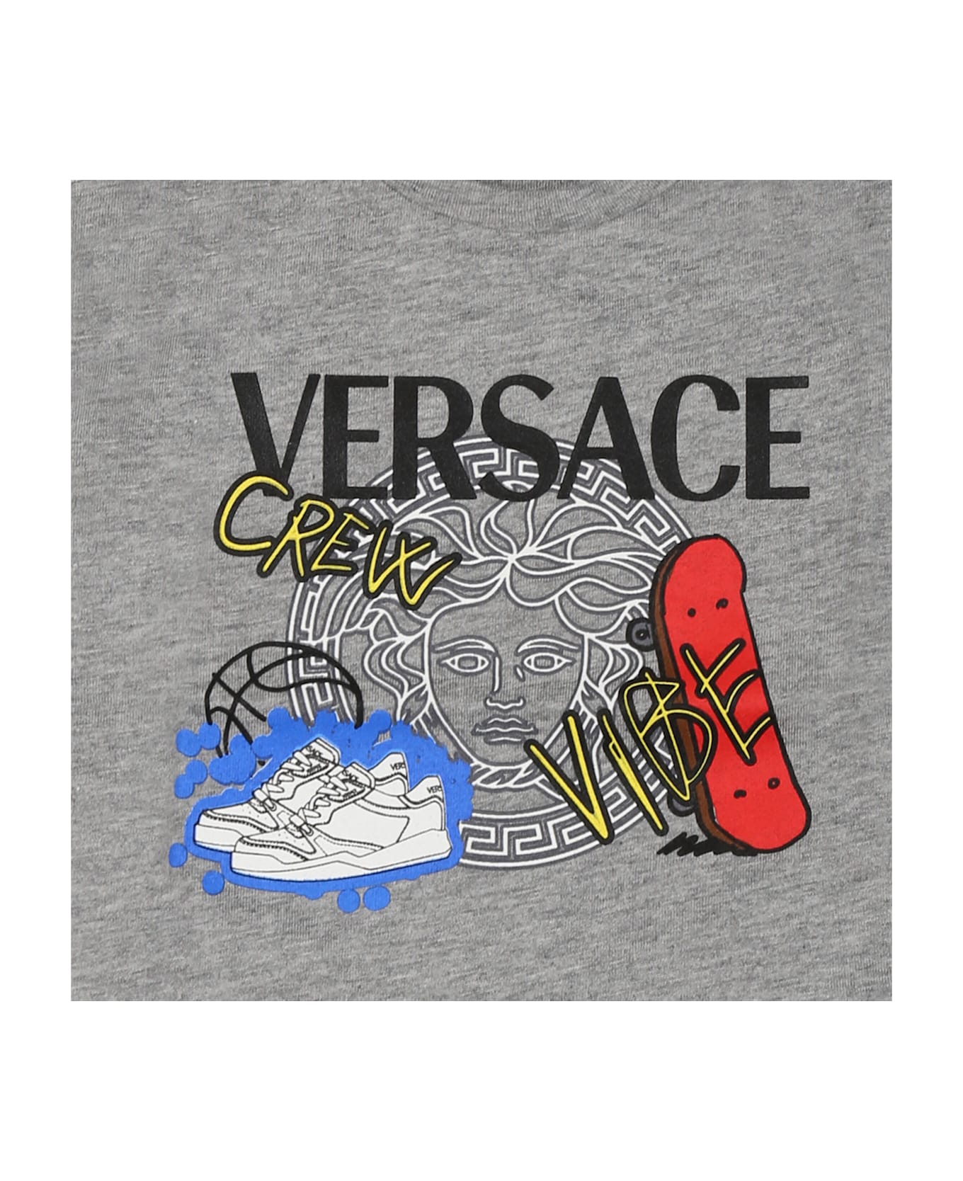 Versace Grey T-shirt For Boy With Logo - Grey