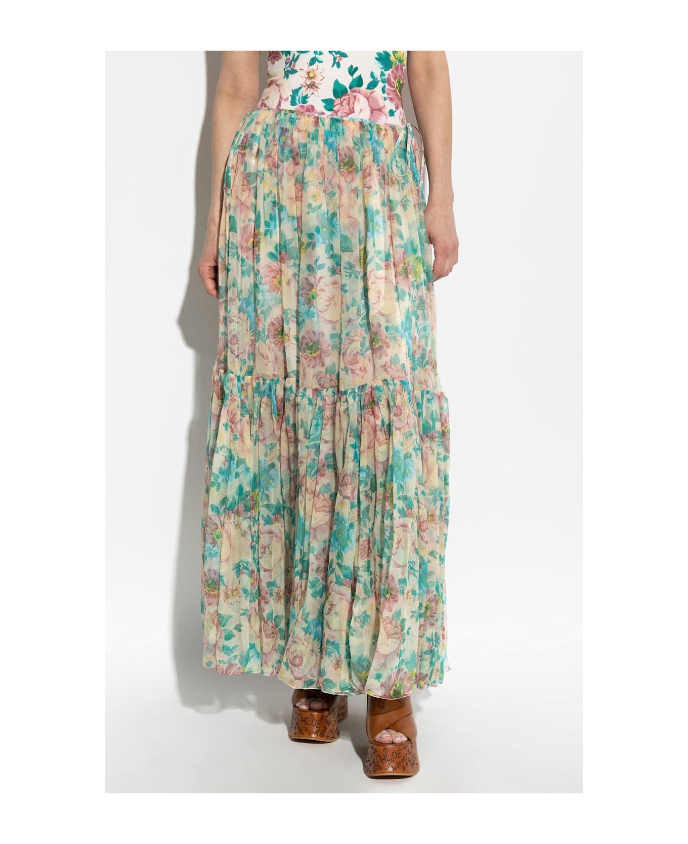 Chloé Gathered Maxi Skirt - Beige