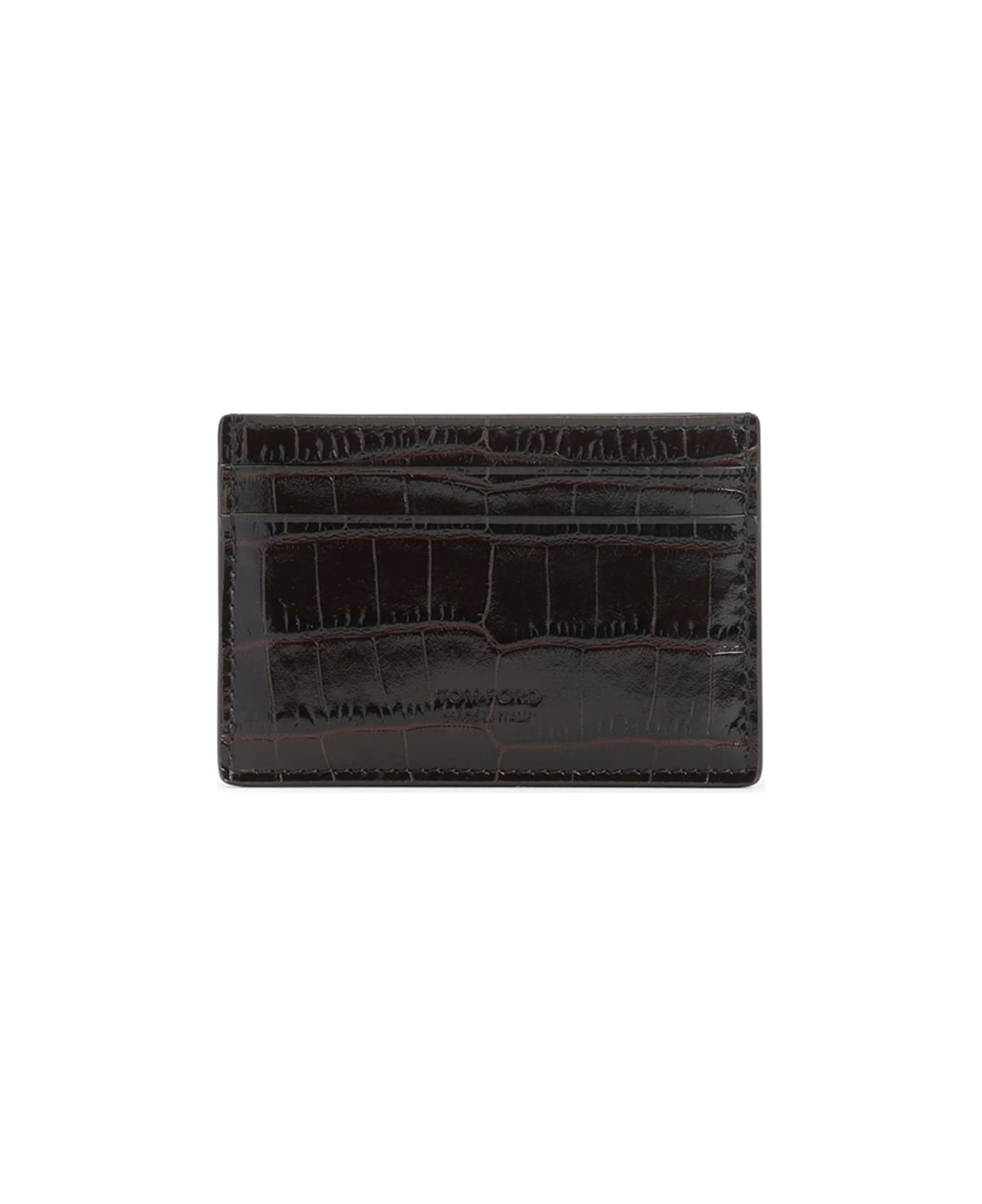 Tom Ford Calf Leather Credit Card Case - Espresso