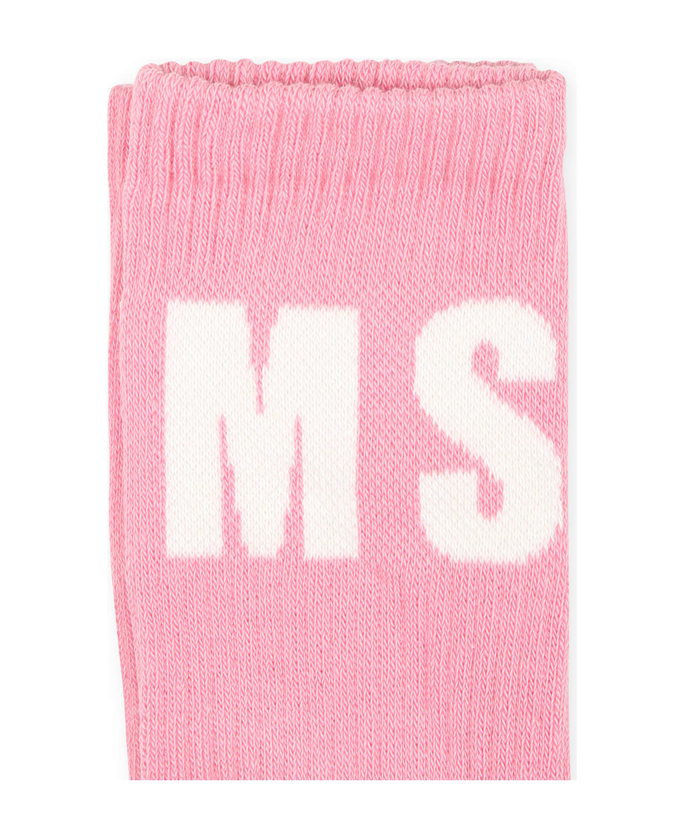 MSGM Pink Socks For Girl With Logo - Pink