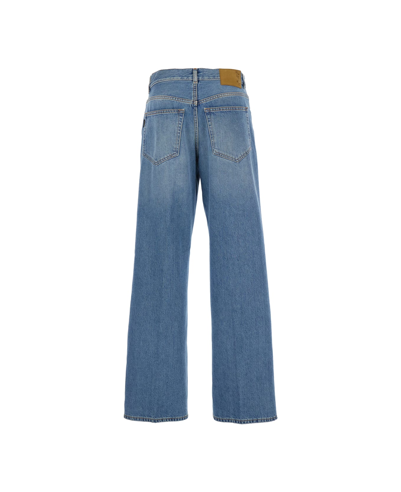 Haikure Blue Jeans With Five Pocket Design And Logo Patch On The Back In Denim Woman - Blu