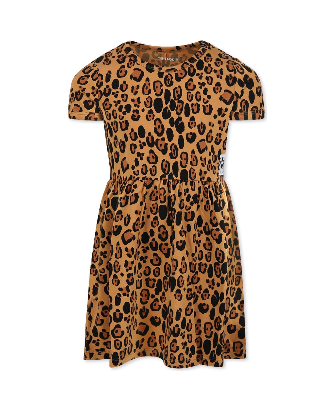 Mini Rodini Beige Dress For Girl With Spotted Print - Beige
