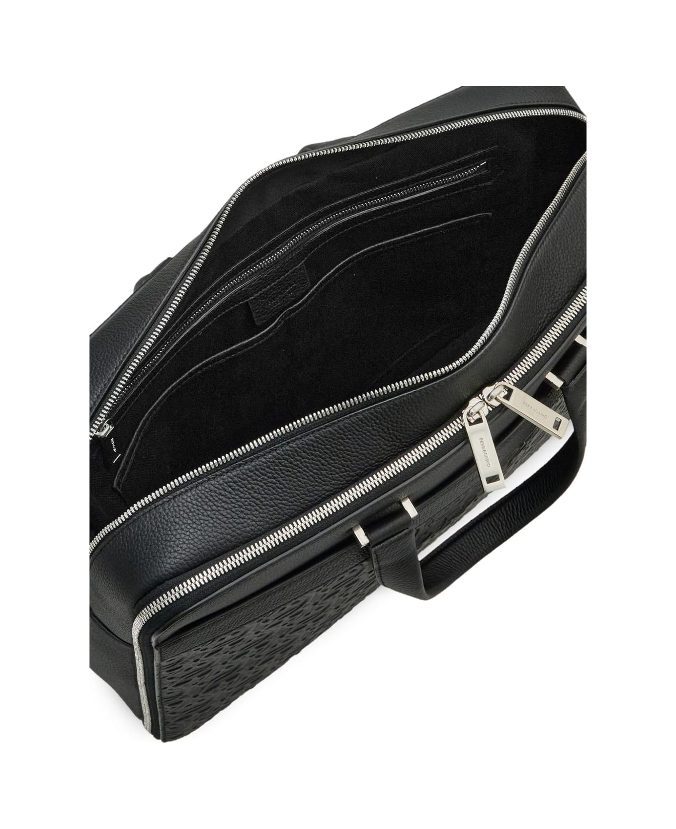 Ferragamo Gancini Leather Handbag - Black