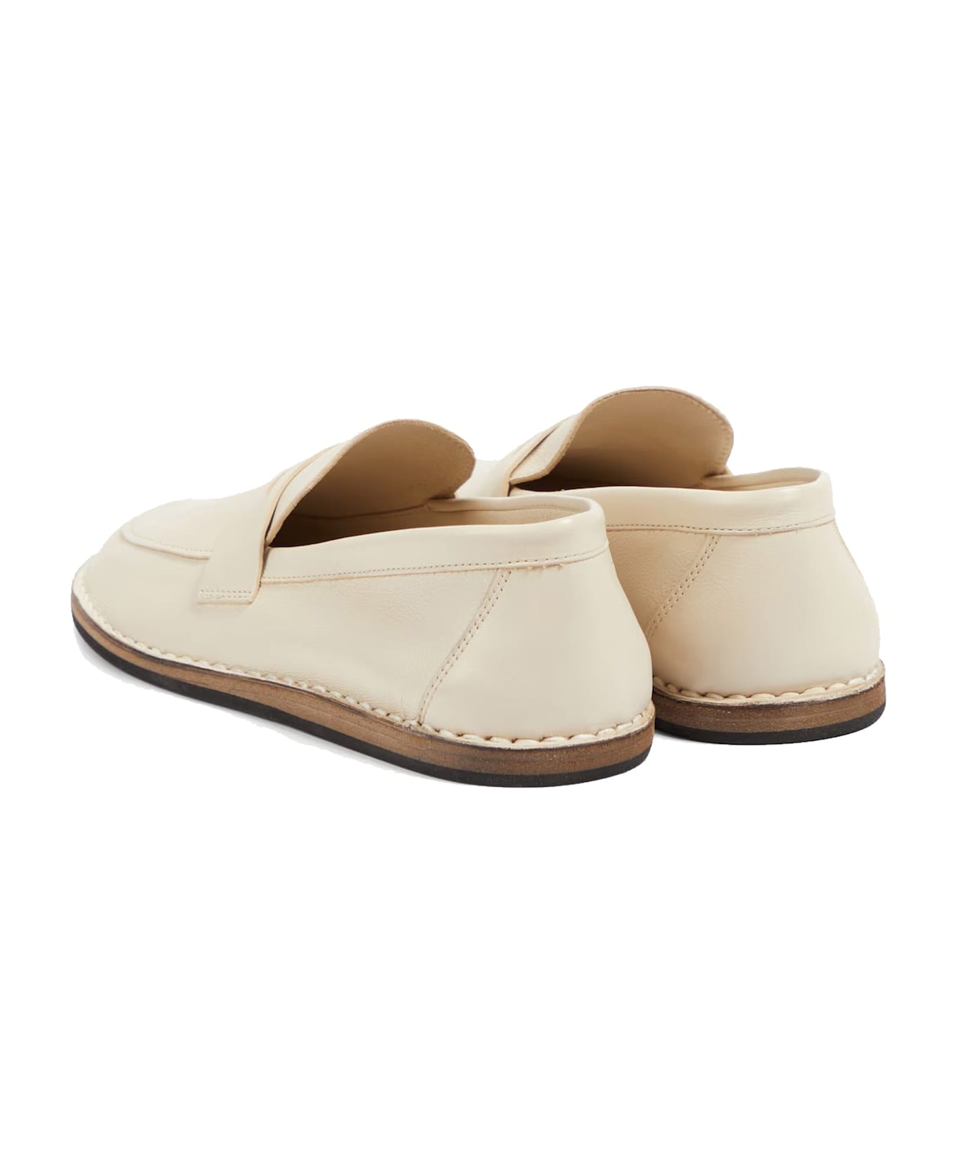 The Row Cary Leather Loafers - White