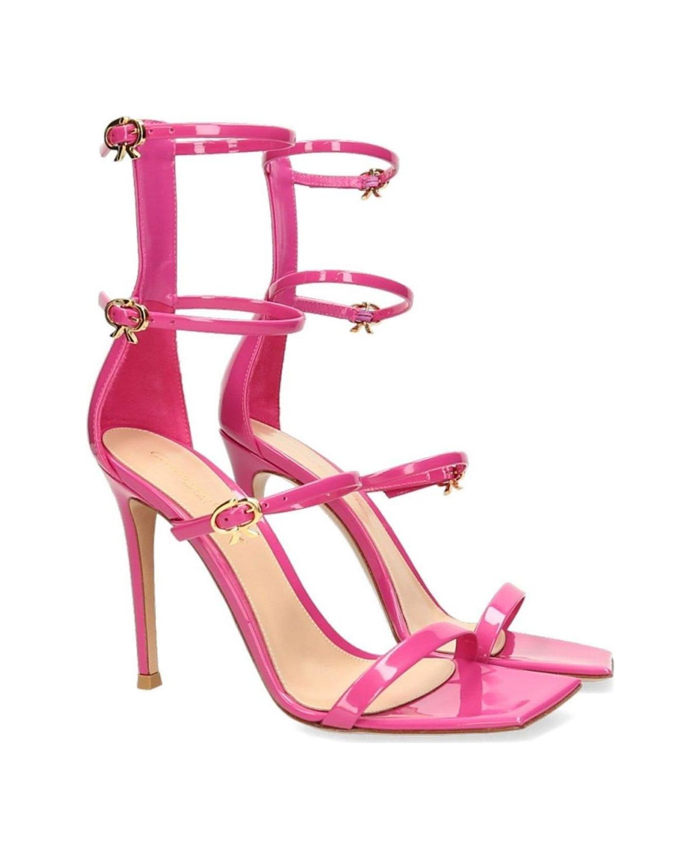 Gianvito Rossi Ribbon Uptown Heeled Sandals - Fuchsia