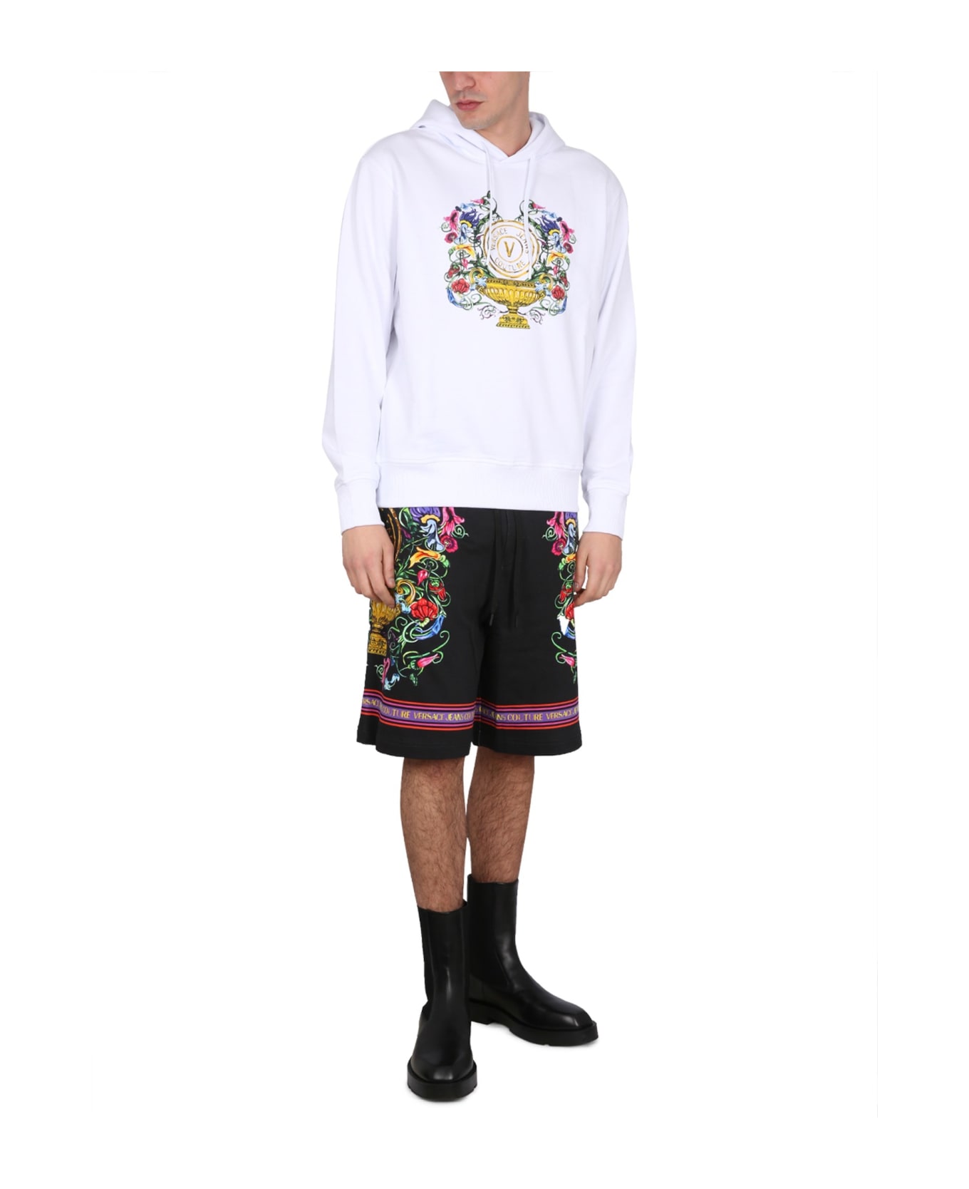 Versace Jeans Couture Sweatshirt With Logo Print - BIANCO