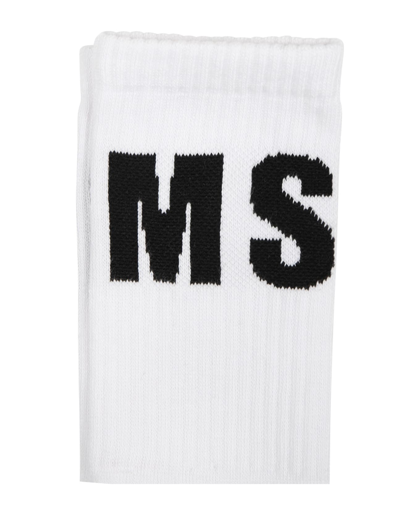 MSGM White Socks For Kids With Logo - White