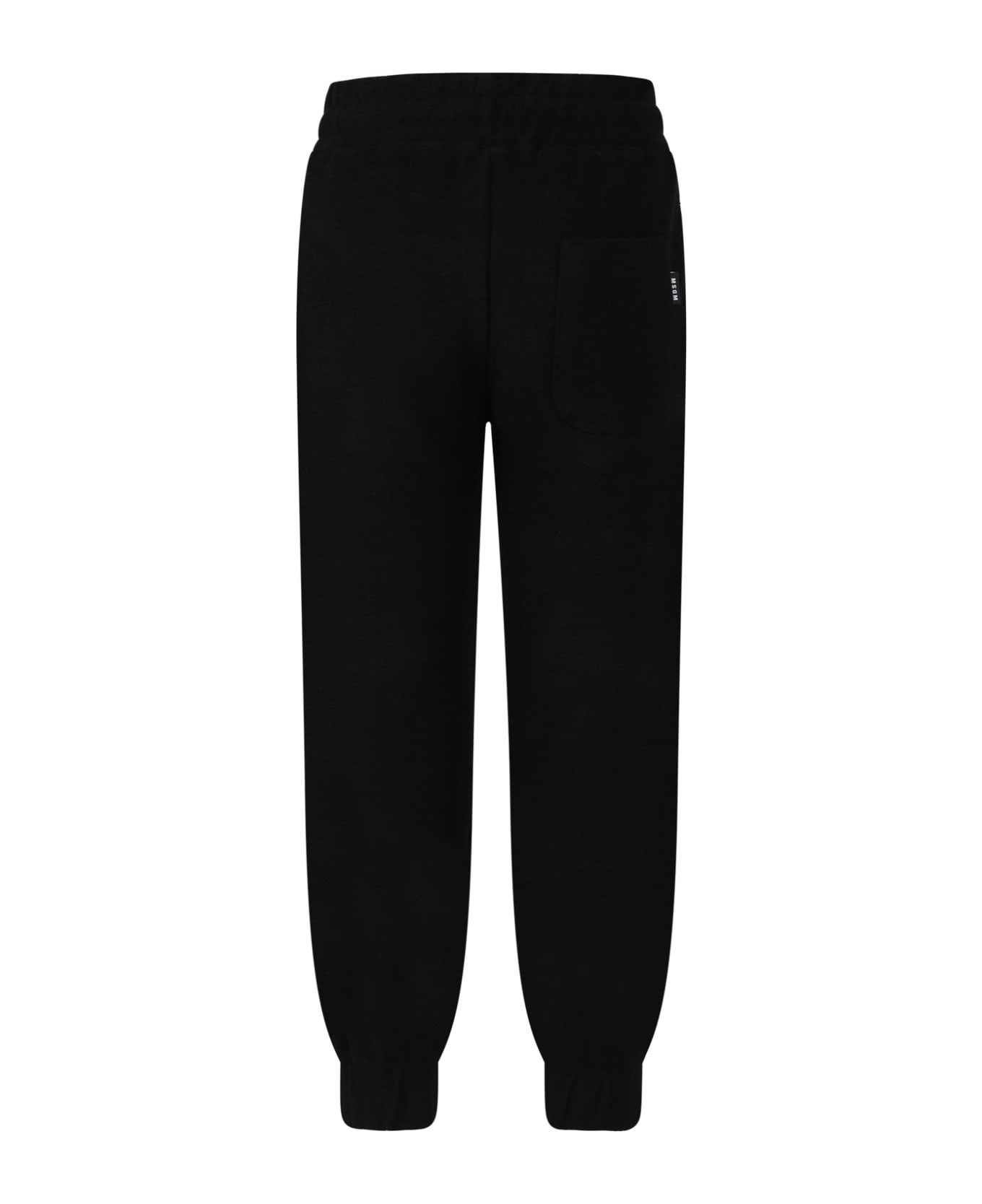 MSGM Black Trousers Fro Kids With Logo - Black