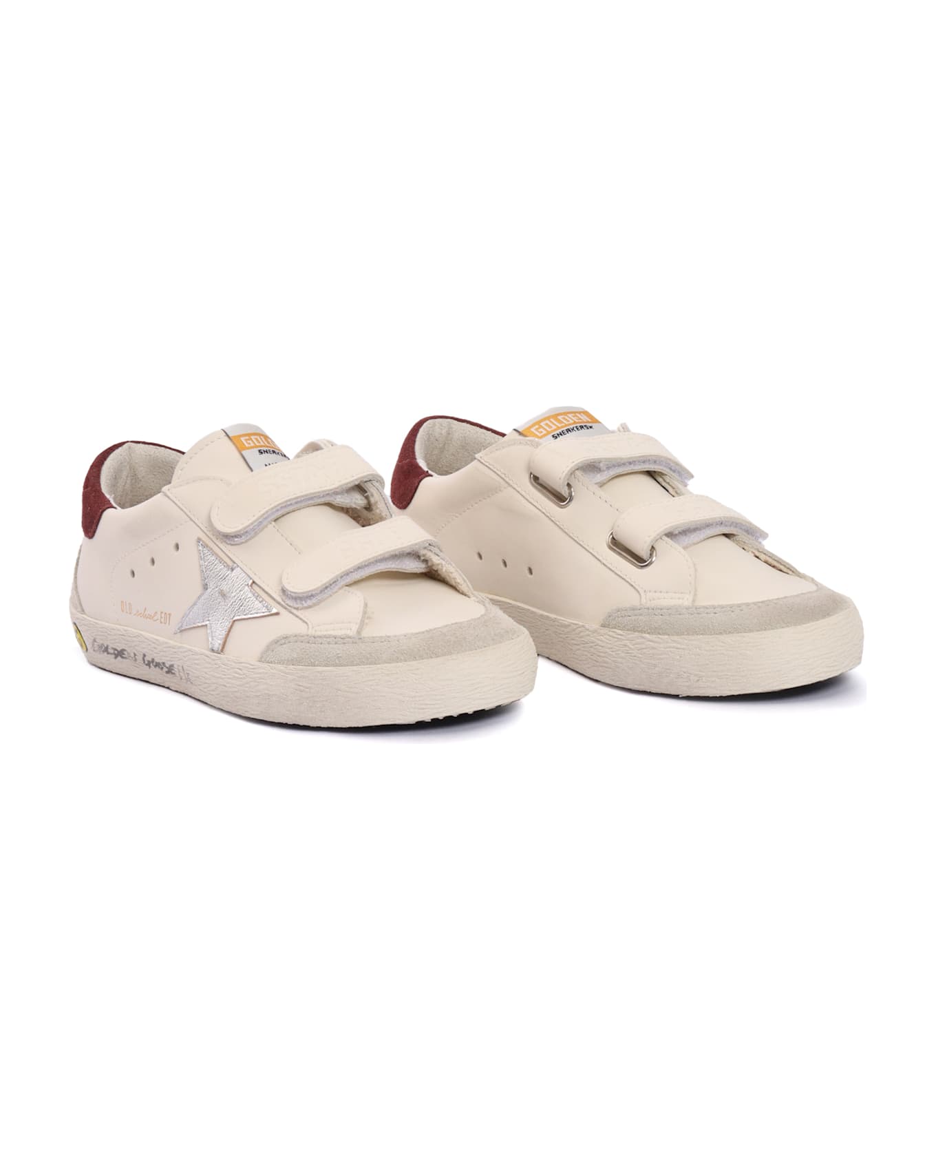 Golden Goose Old School Leather Upper And Toe Laminated Star Suede Penstar Heel And Spur Signature Foxing Sneakers - WHITE
