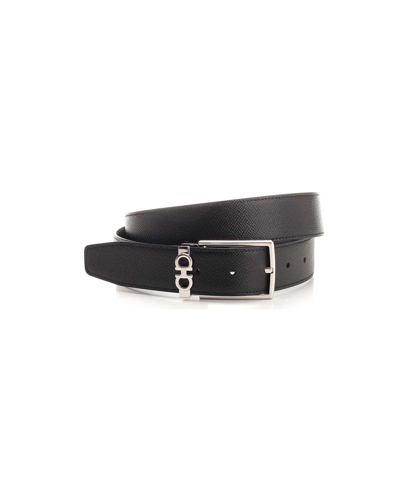 Ferragamo Black Leather Belt - BLACK