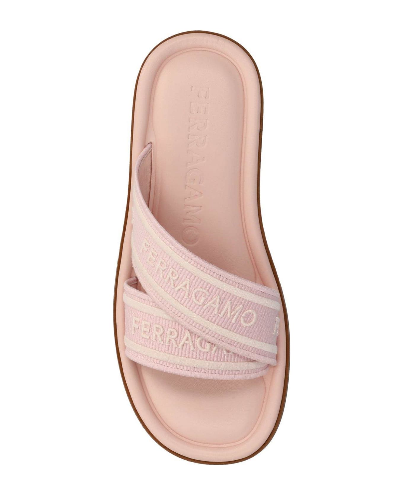 Ferragamo Logo Embossed Slip-on Sandals - Pink