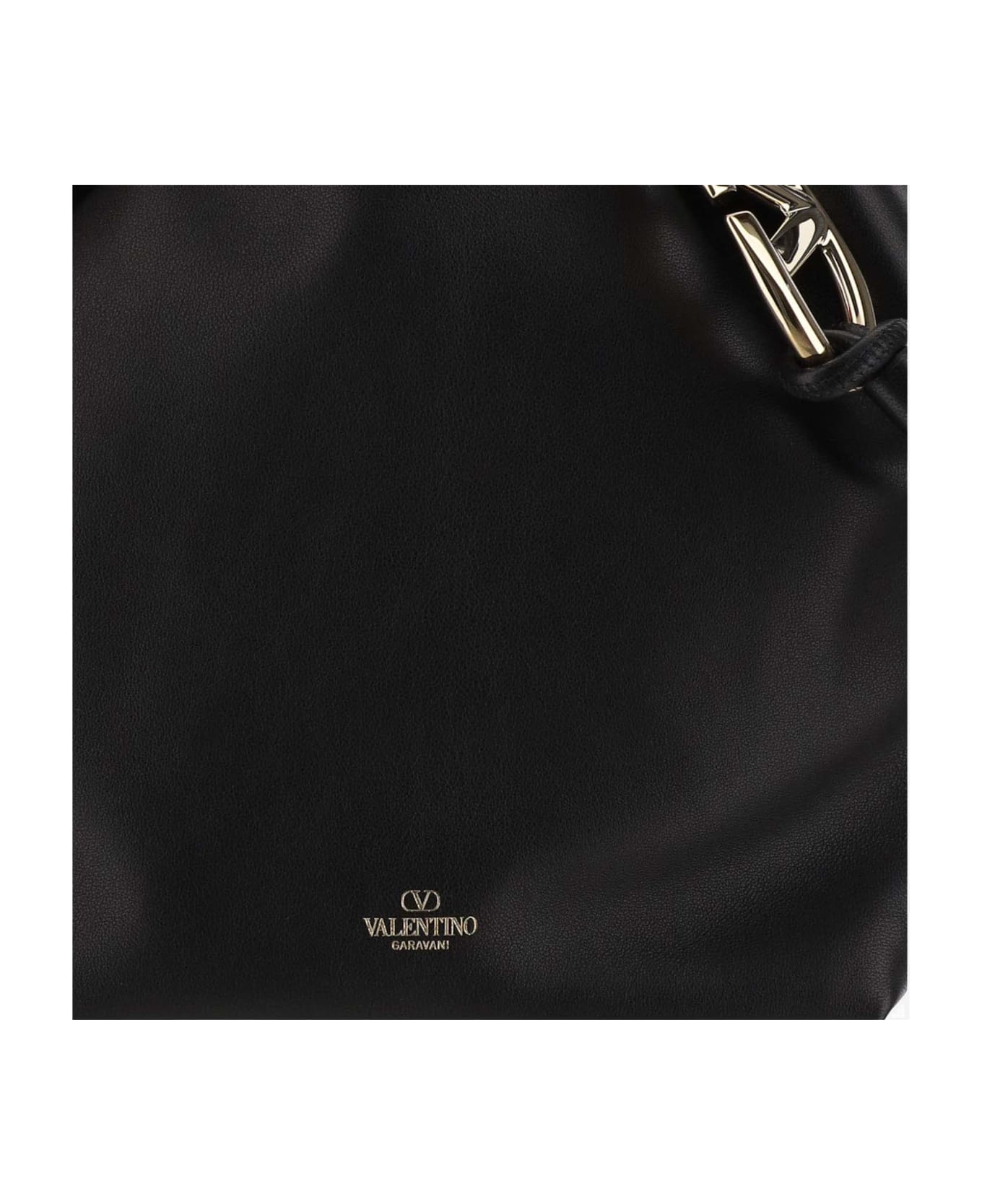 Valentino Garavani Vwith Pouf Pouch Bag In Nappa White - Black