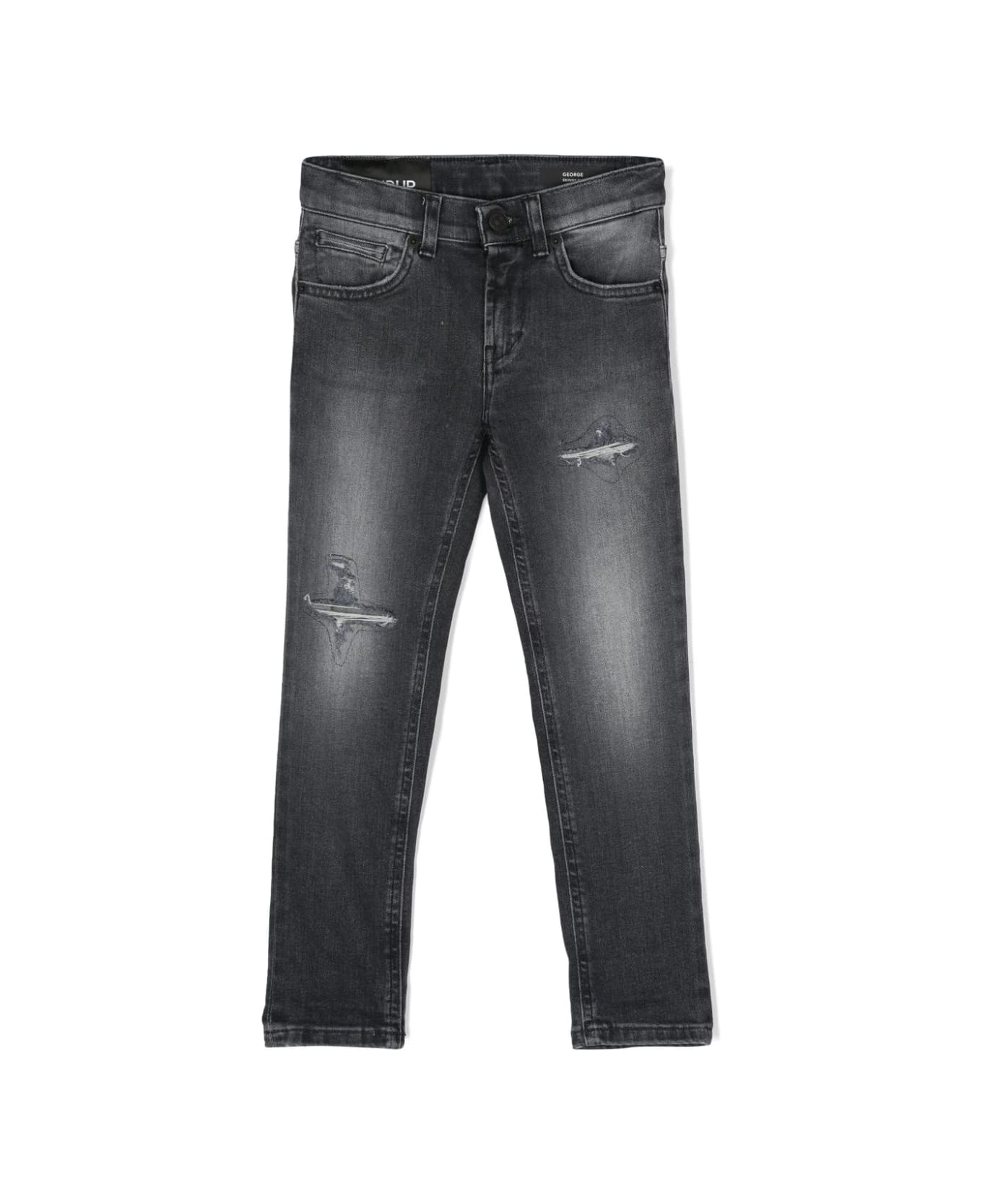 Dondup Black George Jeans With Abrasions - Grey ボトムス