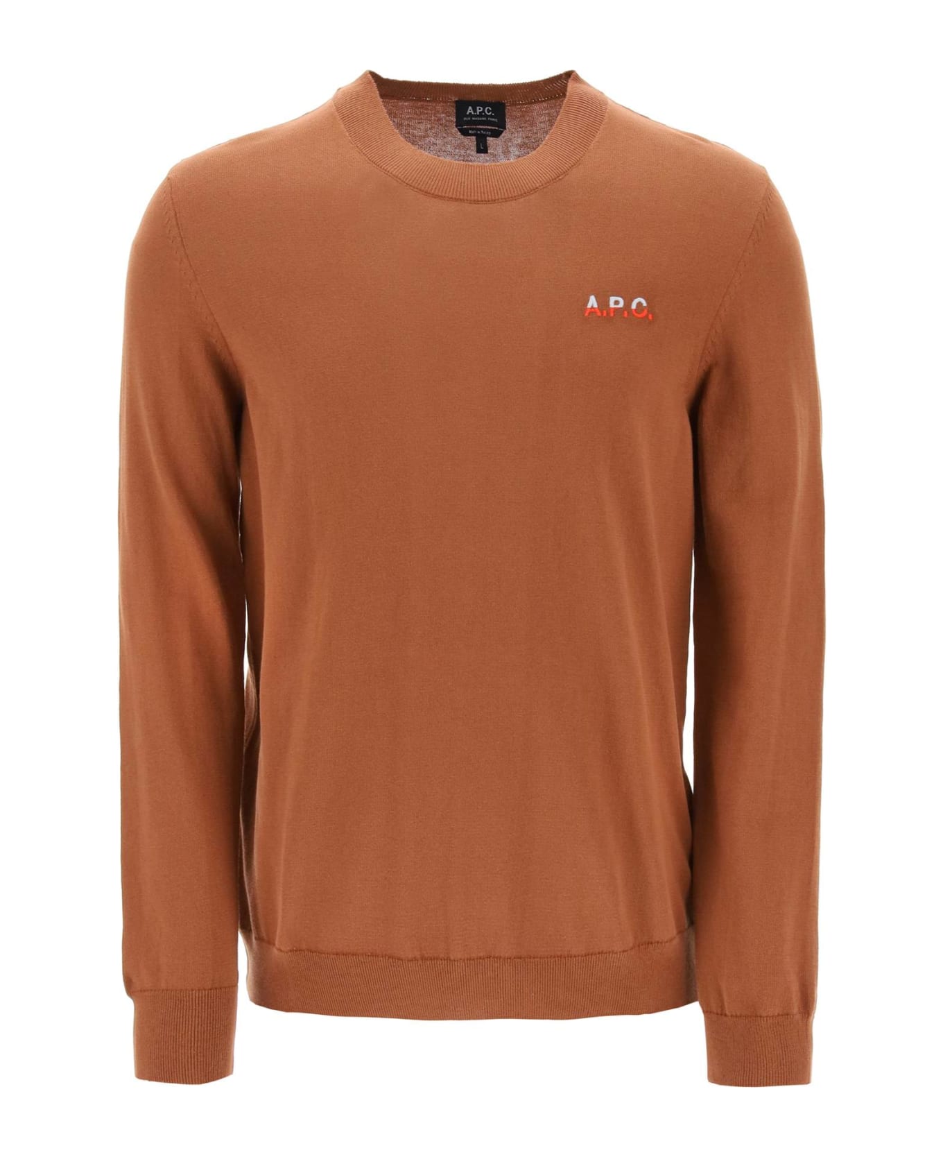 A.P.C. Crew-neck Cotton Sweater - NOISETTE BLEU CLAIR (Brown)