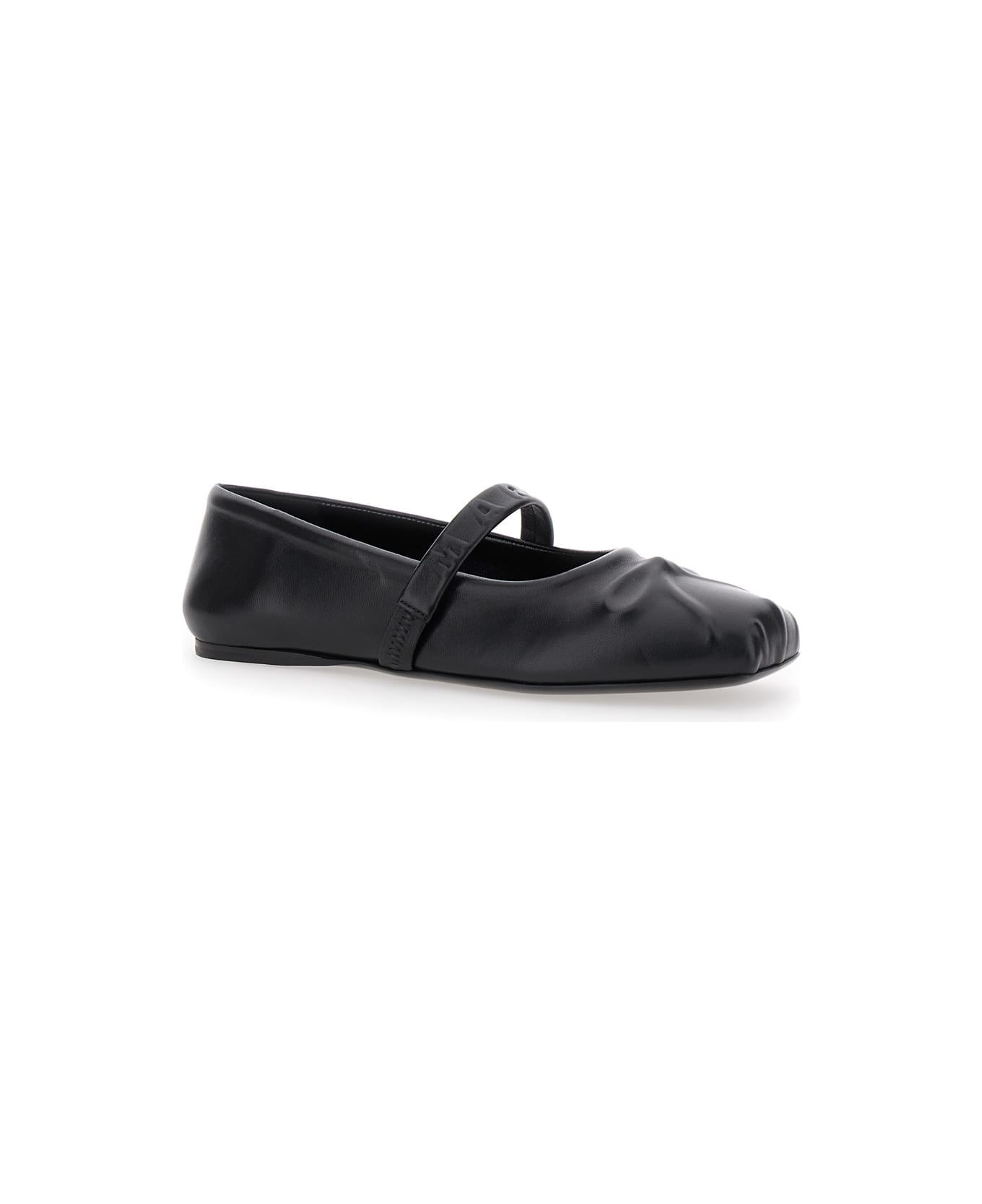 Marni Black Ballerinas With Embossed Bow Detail On The Front In Leather Woman - Black