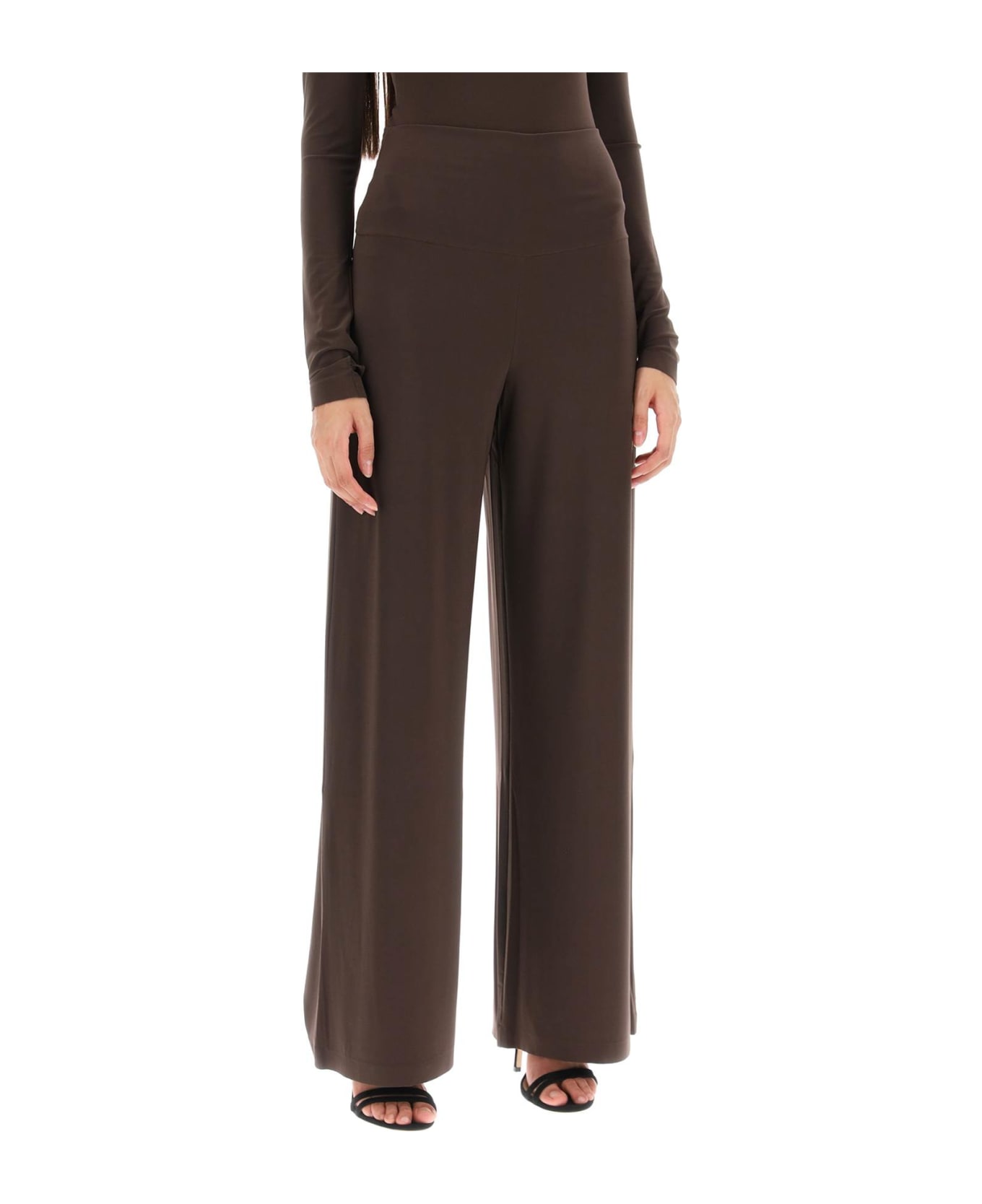 Norma Kamali Straight Jersey Pants - CHOCOLATE (Brown)