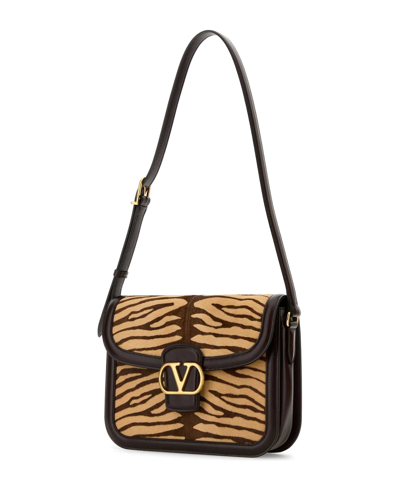 Valentino Garavani Two-tone Calf Hair And Leather 9to5 Shoulder Bag - BEIGETESTADIMOROOAKBROWN