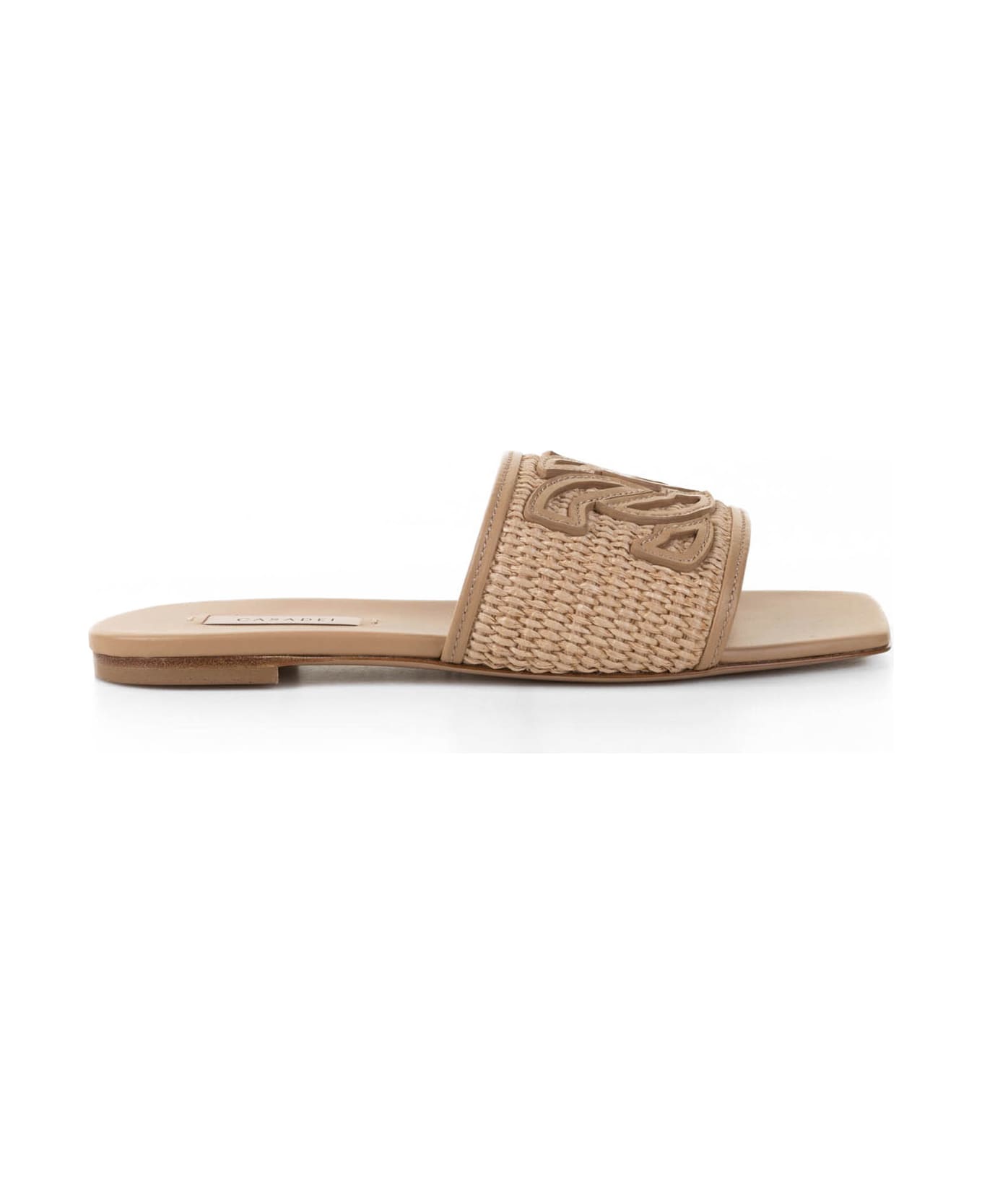 Casadei Portofino Slipper In Raffia - TOFFEE