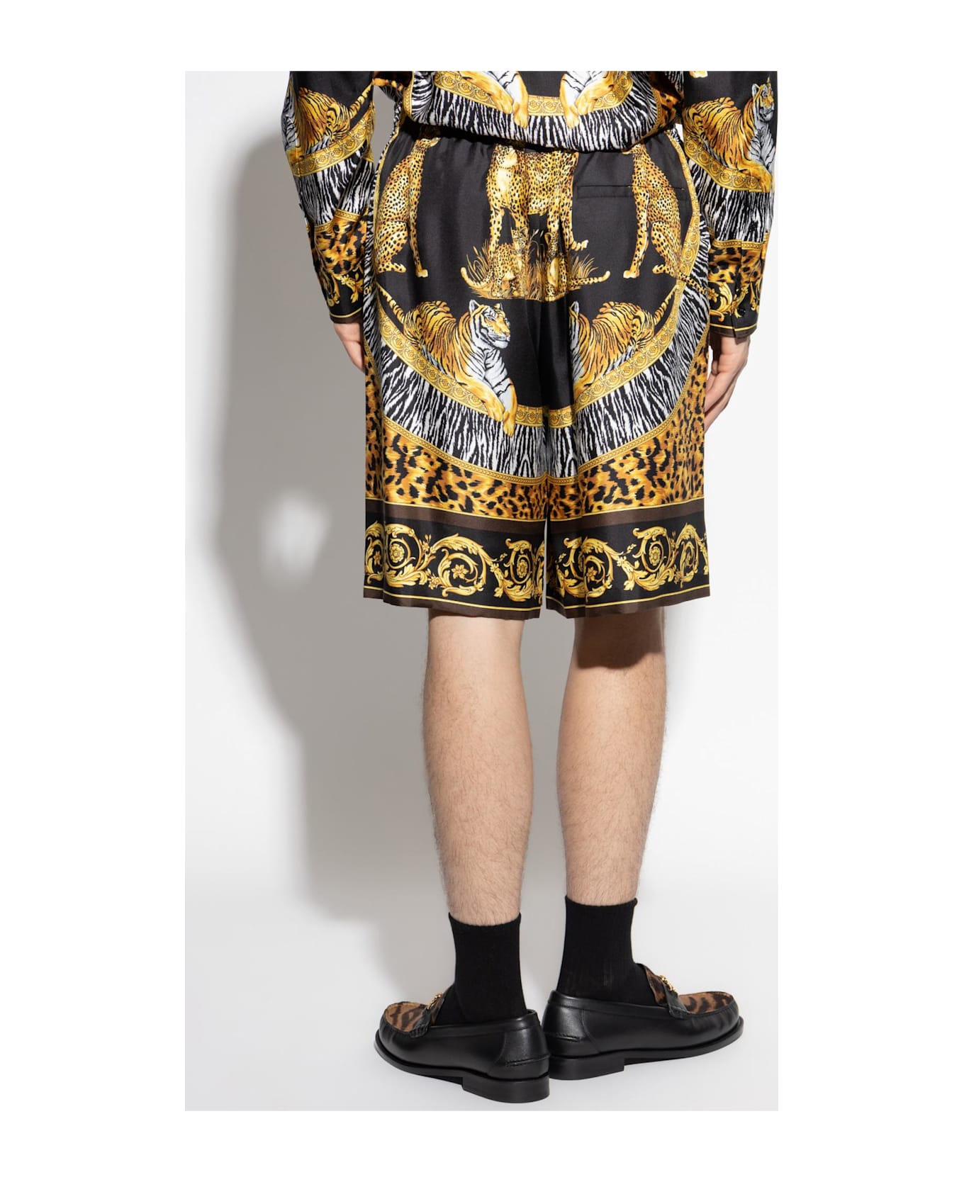 Versace Silk Shorts - BLACK/YELLOW