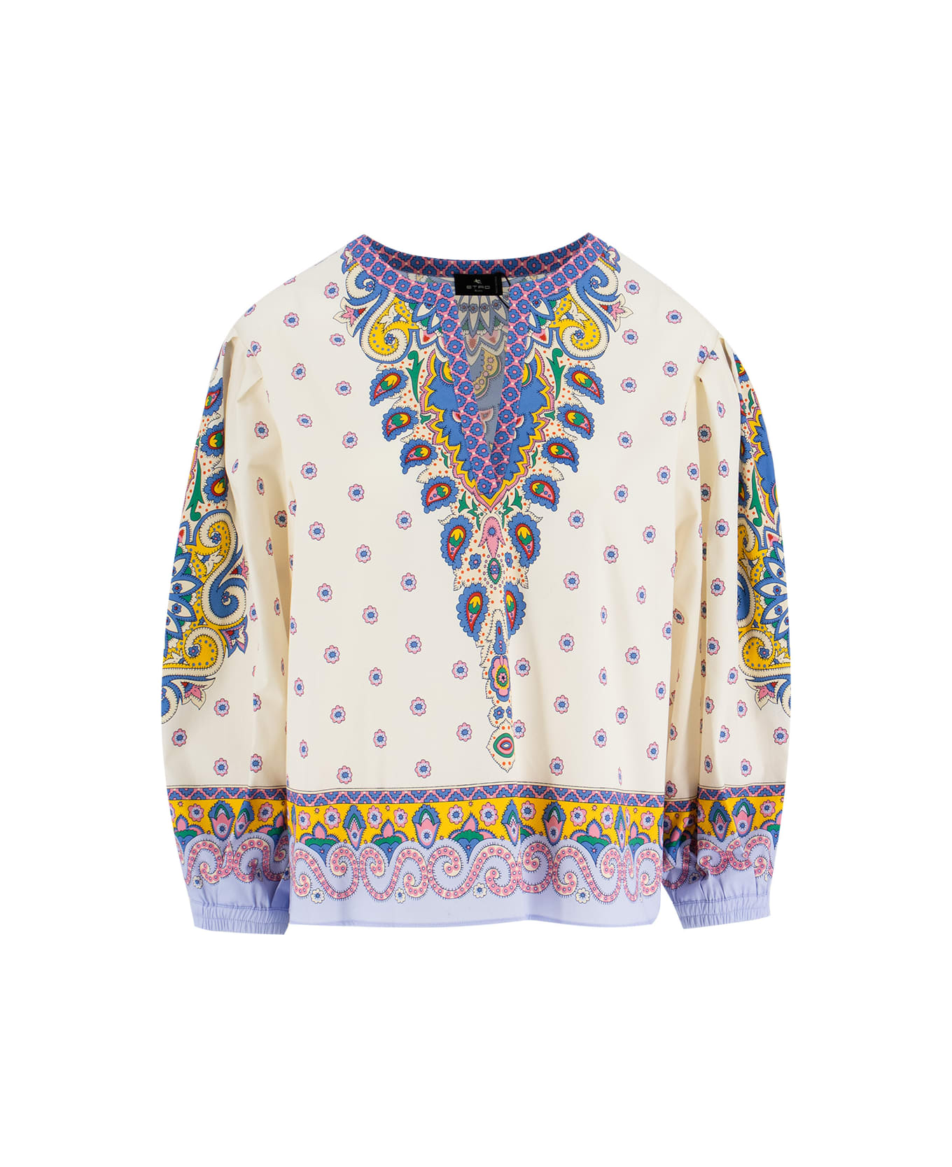 Etro Cotton Shirt With Multicolor Print - PRINT ON WHITE BASE