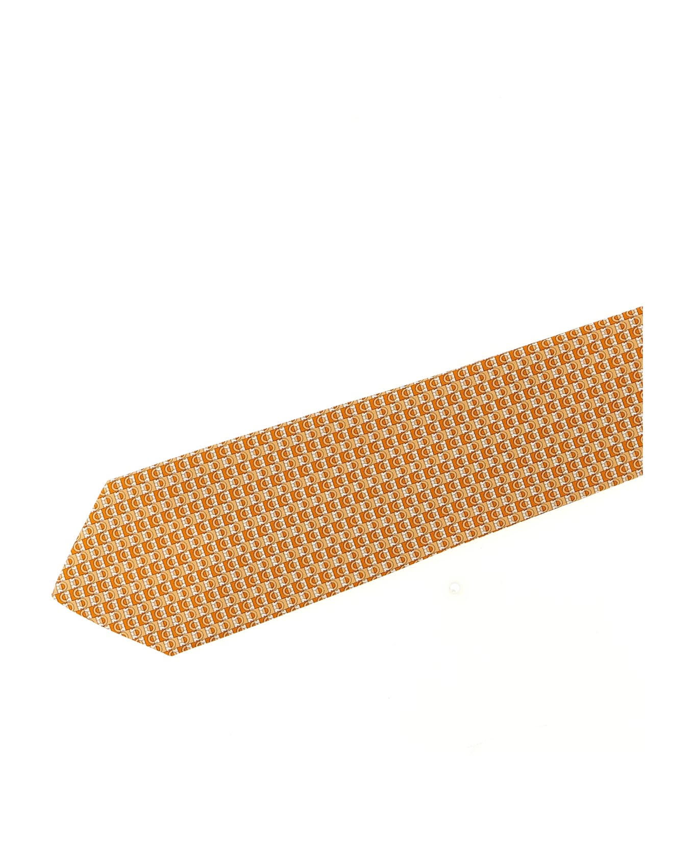 Ferragamo 'gancini' Print Tie - Orange