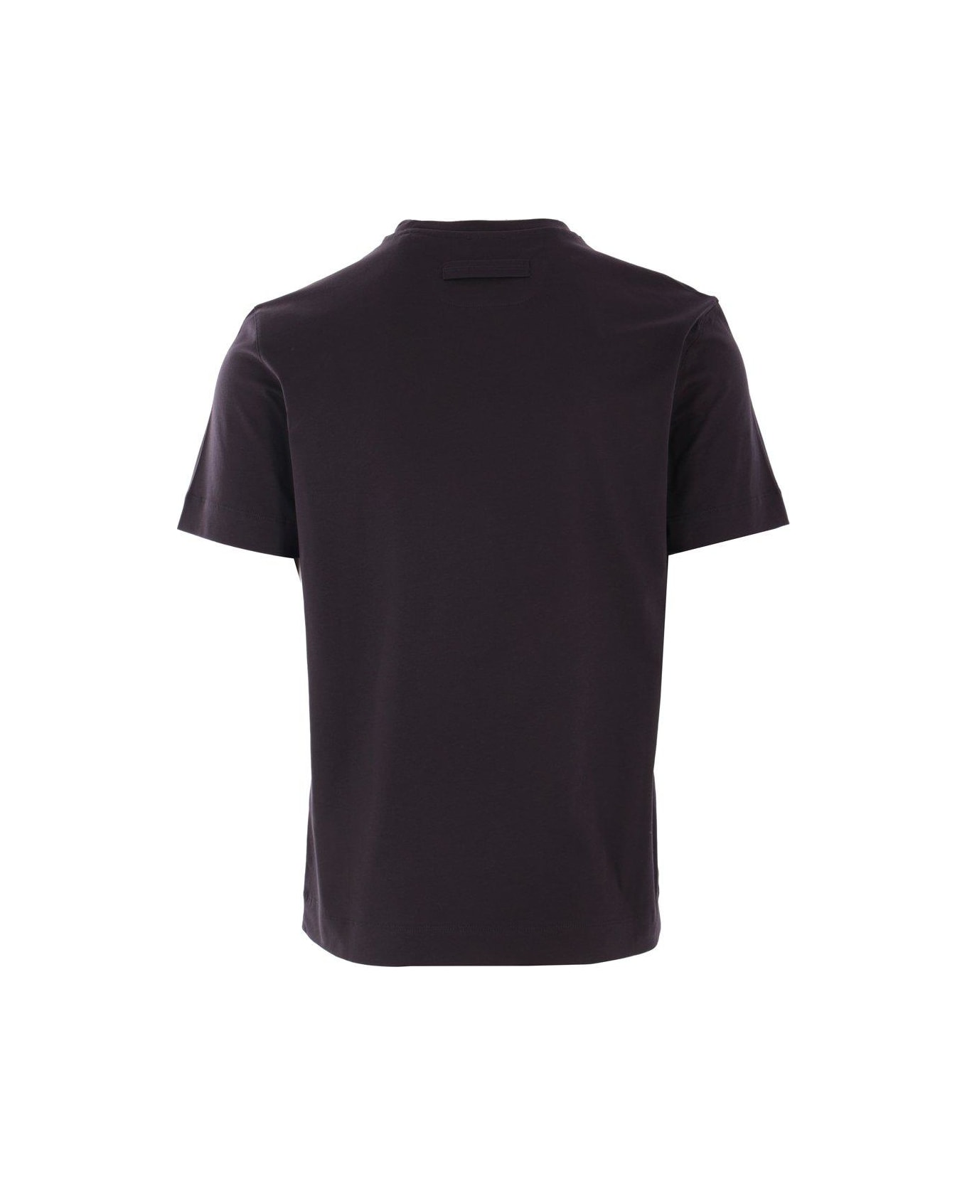 Zegna Logo Embroidered Crewneck T-shirt - BLUE