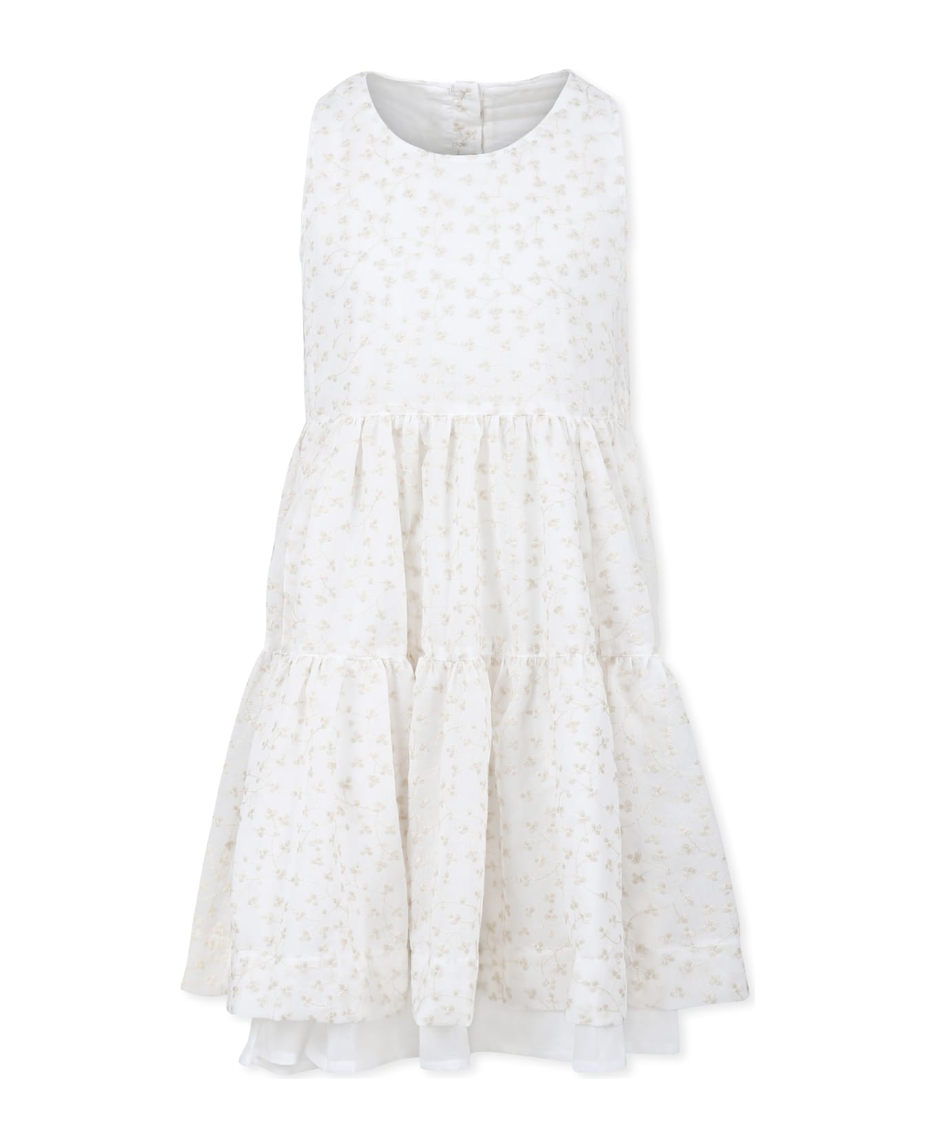 Caffe
 d
Orzo Ivory Dress For Girl With Floral Embroidery - Ivory