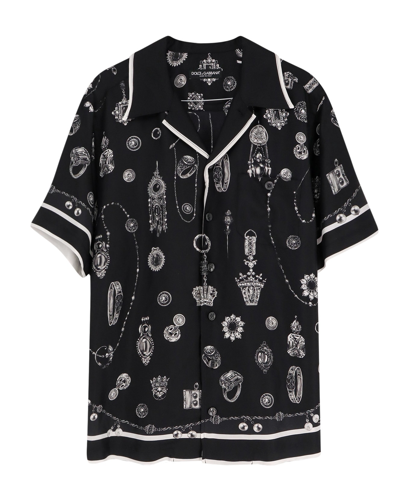 Dolce 
Gabbana Silk Shirt - MEDAGLIETTE FDO NERO