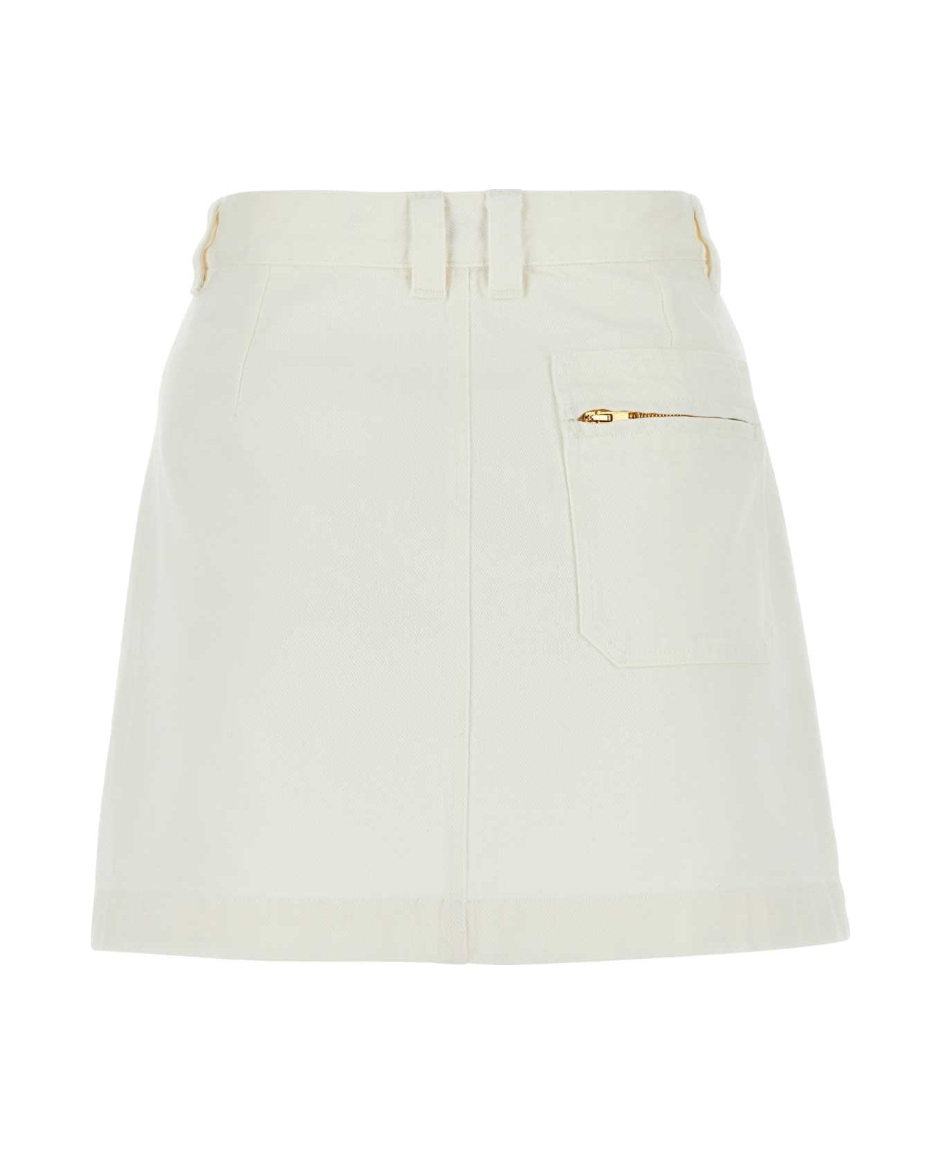 A.P.C. White Denim Sarah Mini Skirt - OffWhite スカート