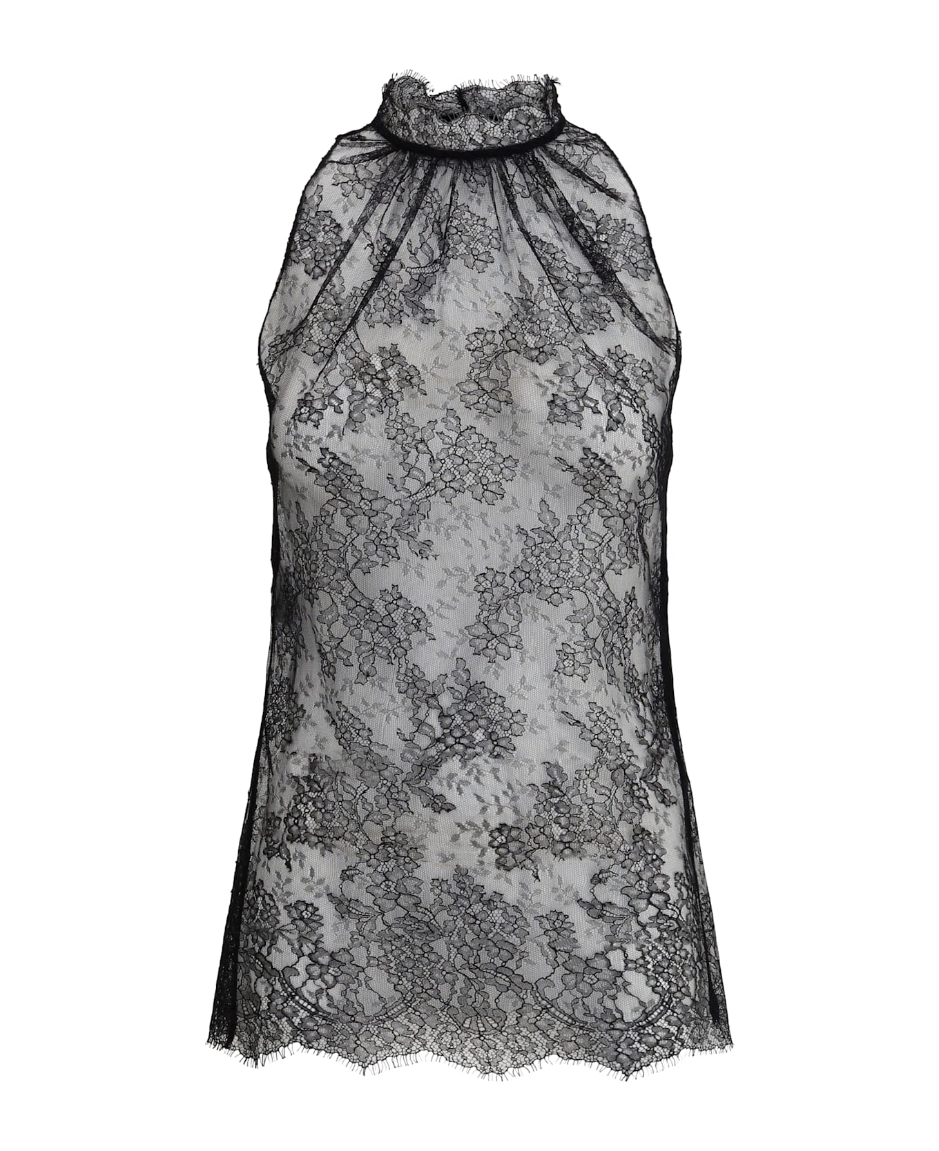 Alexander McQueen Sleeveless Black Lace Top