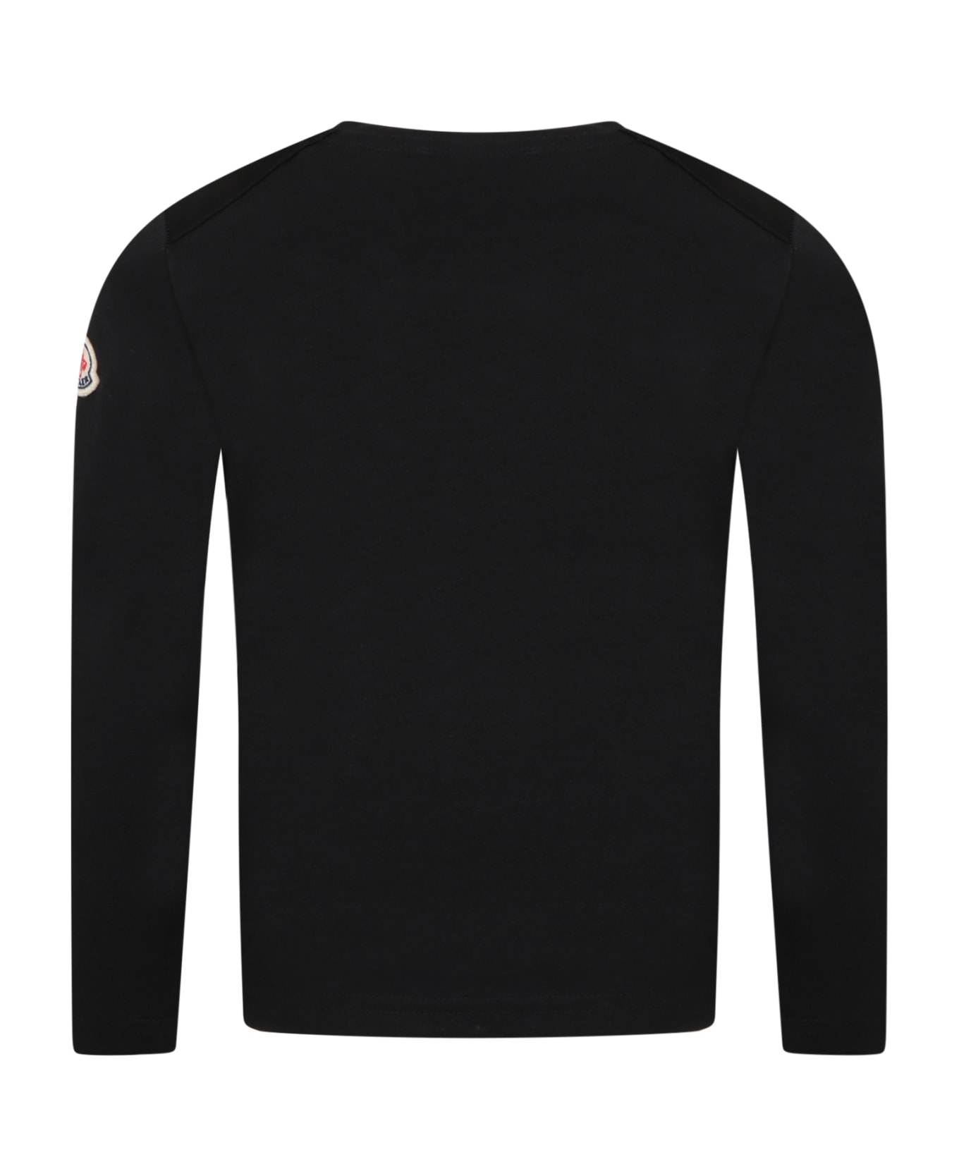 Moncler Black T-shirt For Kids With Logo - BLACK