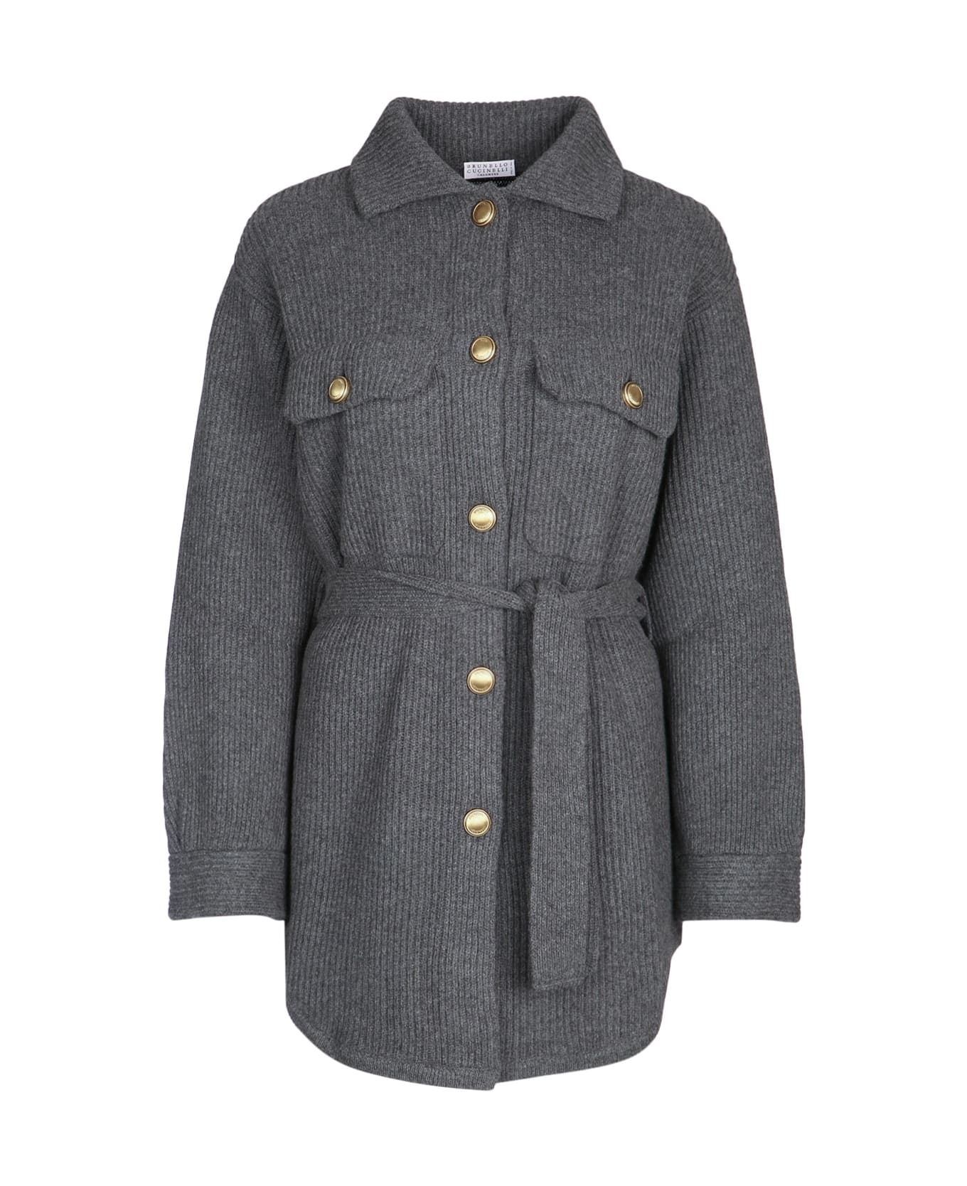 Brunello Cucinelli English Ribbed Cardigan - Gray