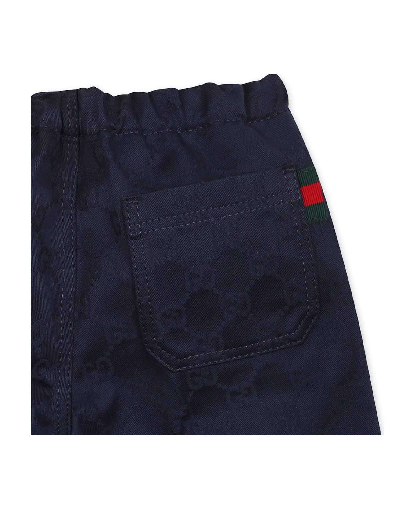 Gucci Blue Trousers For Baby Boy With Web Detail - Blue