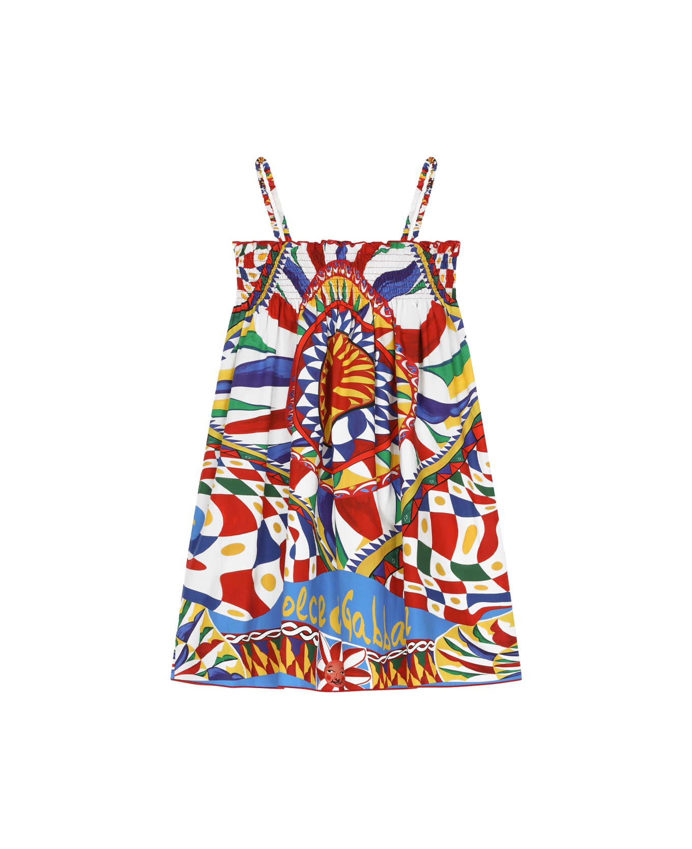 Dolce & Gabbana Sundress In Poplin With Cart Print - Multicolour