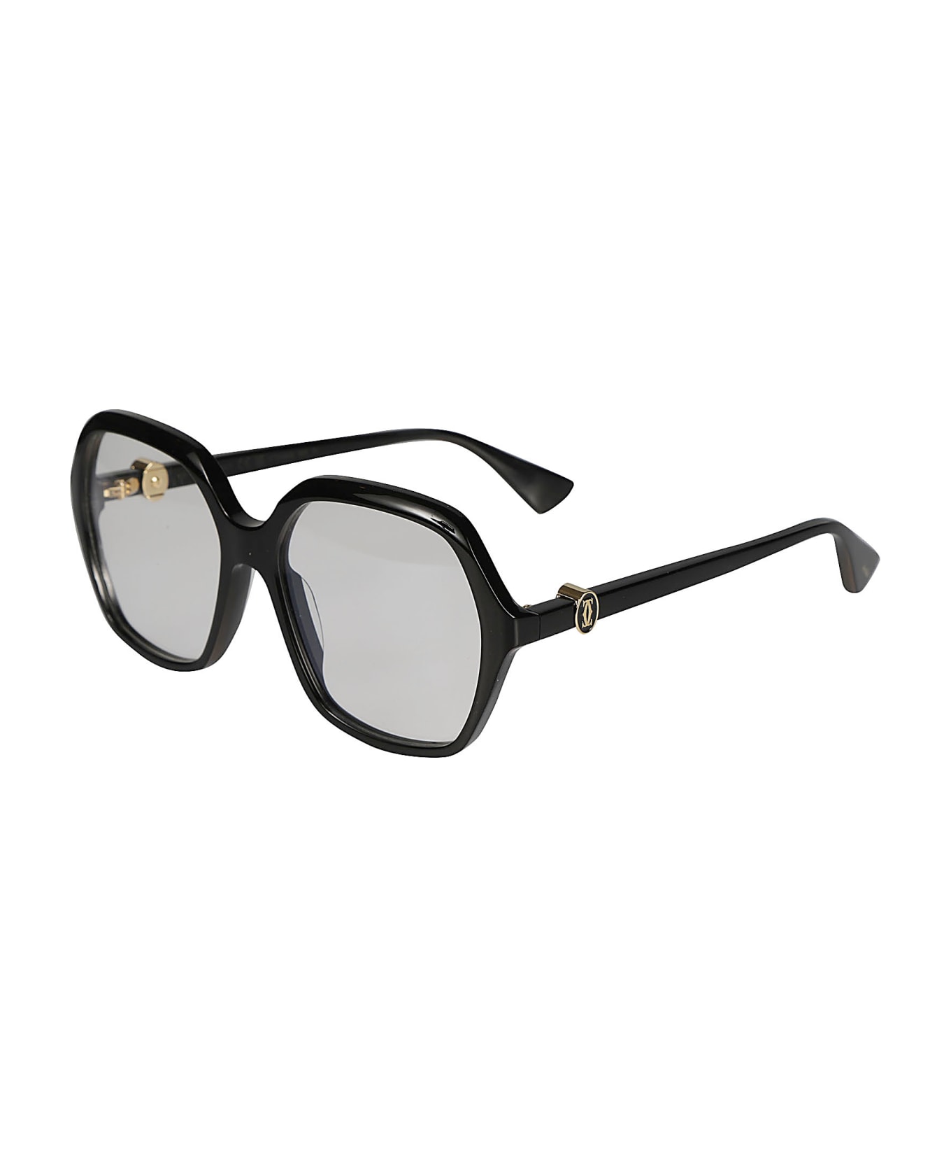 Cartier Eyewear Pentagon Rim Clear Lens Glasses - Black/Transparent