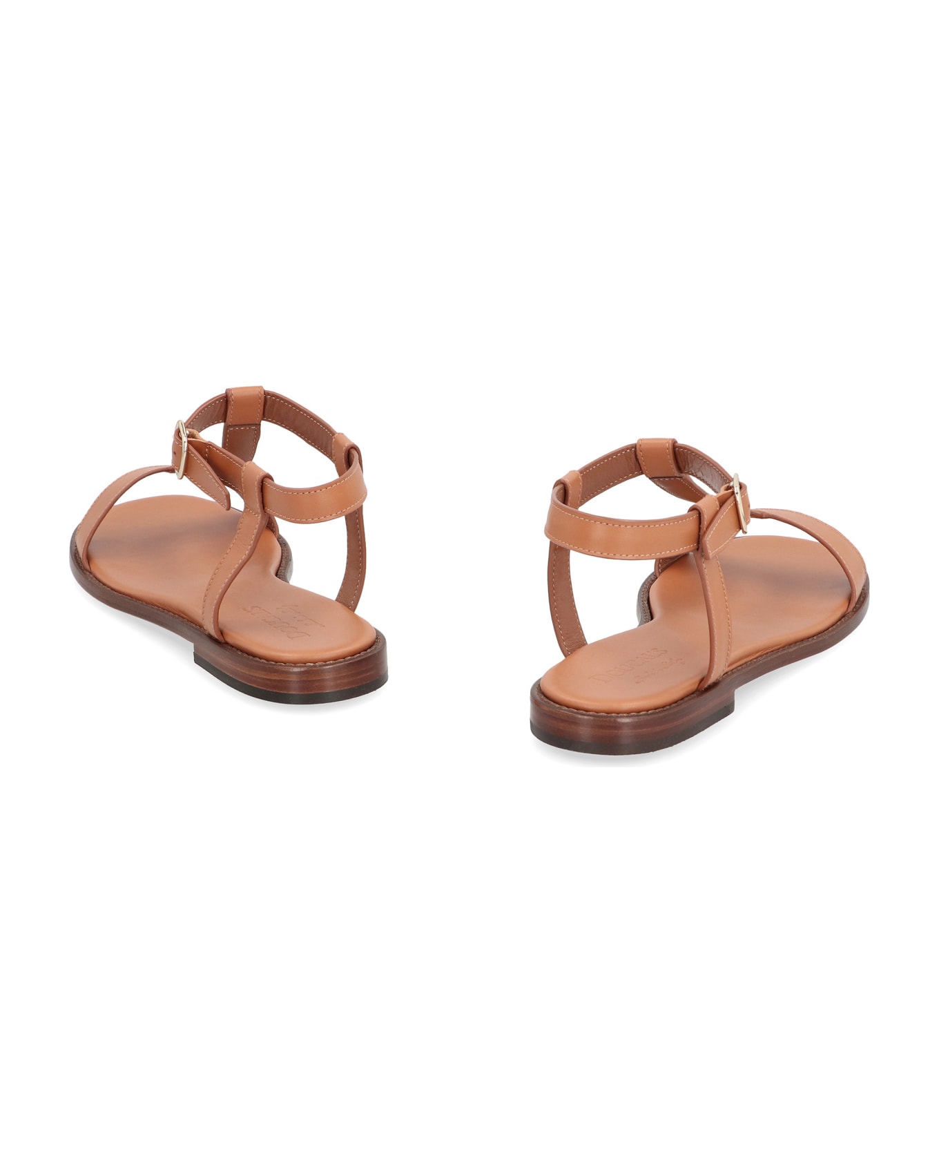 Doucal's Leather Flat Sandals - brown