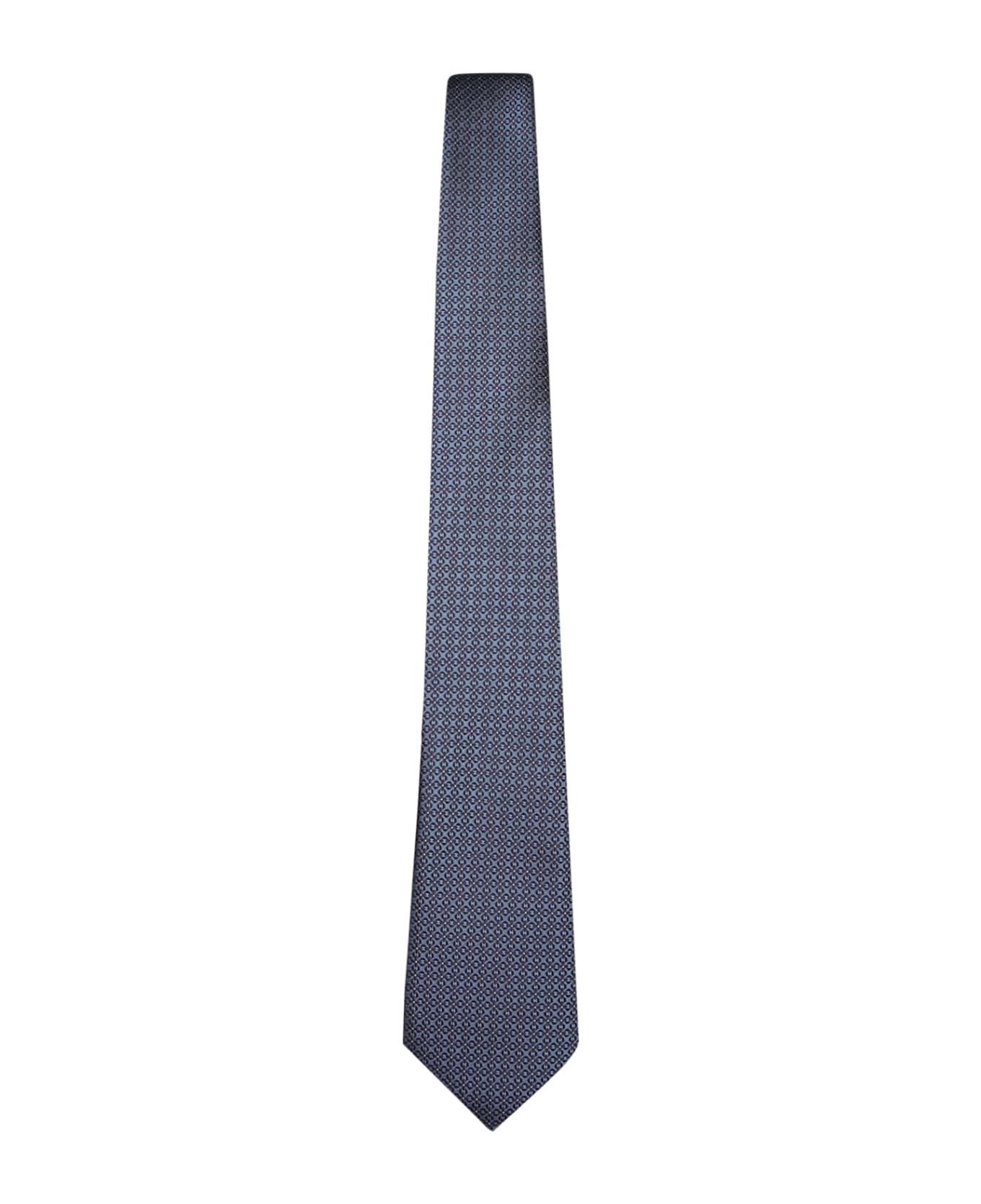 Canali Patterned Blue Silk Tie - Blue