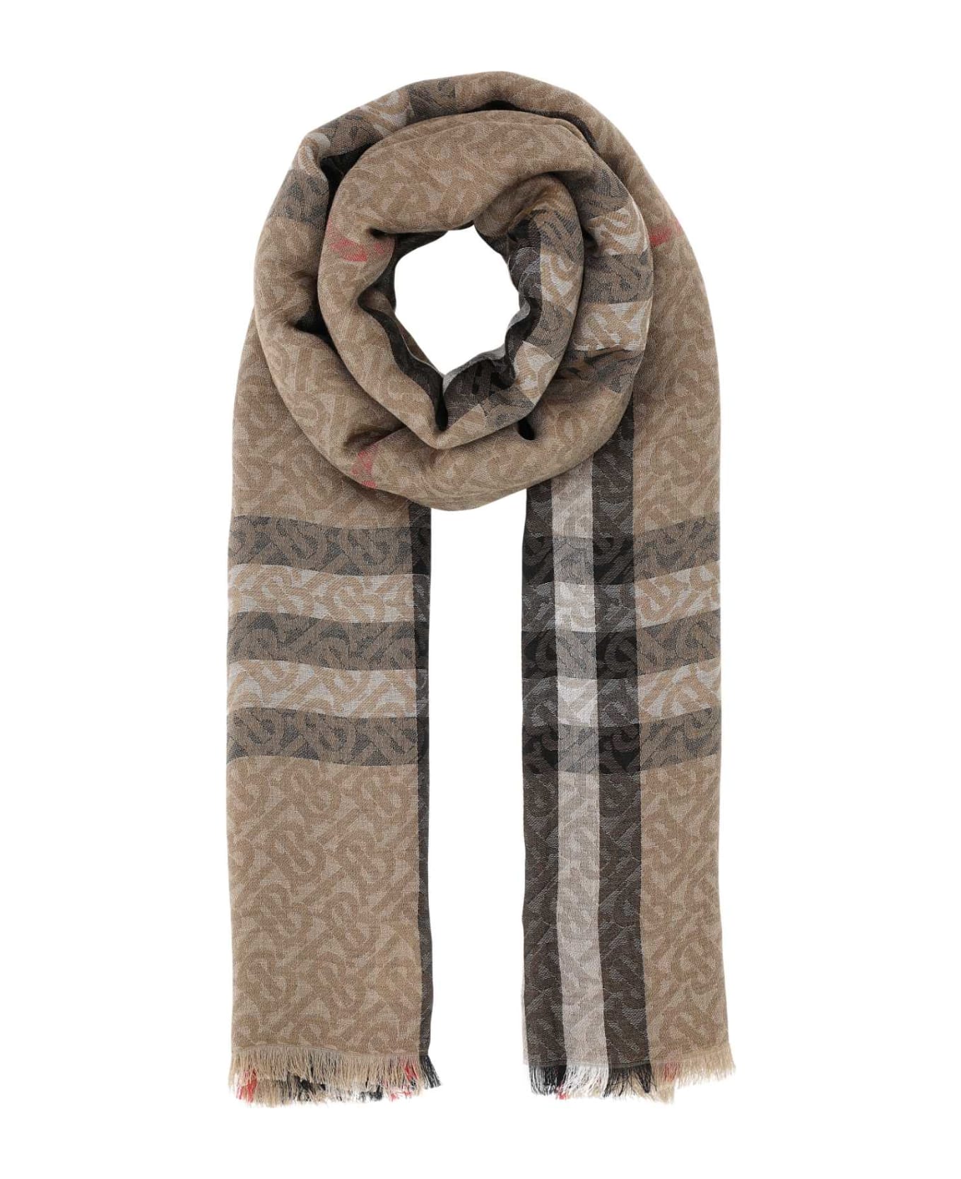 Burberry Embroidered Wool Blend Scarf - A7026