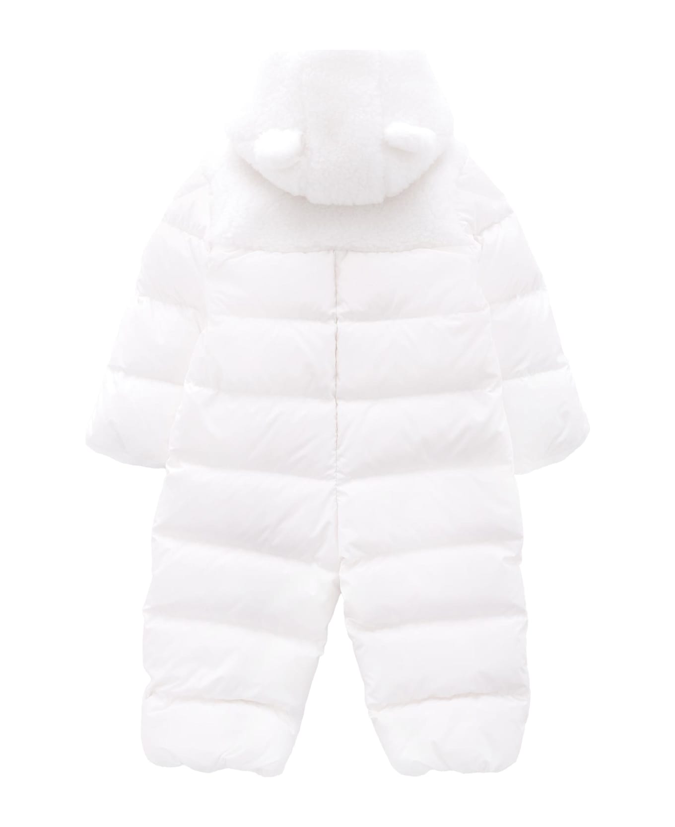 Moncler White Osof Down Jacket For Babykids With Logo - White