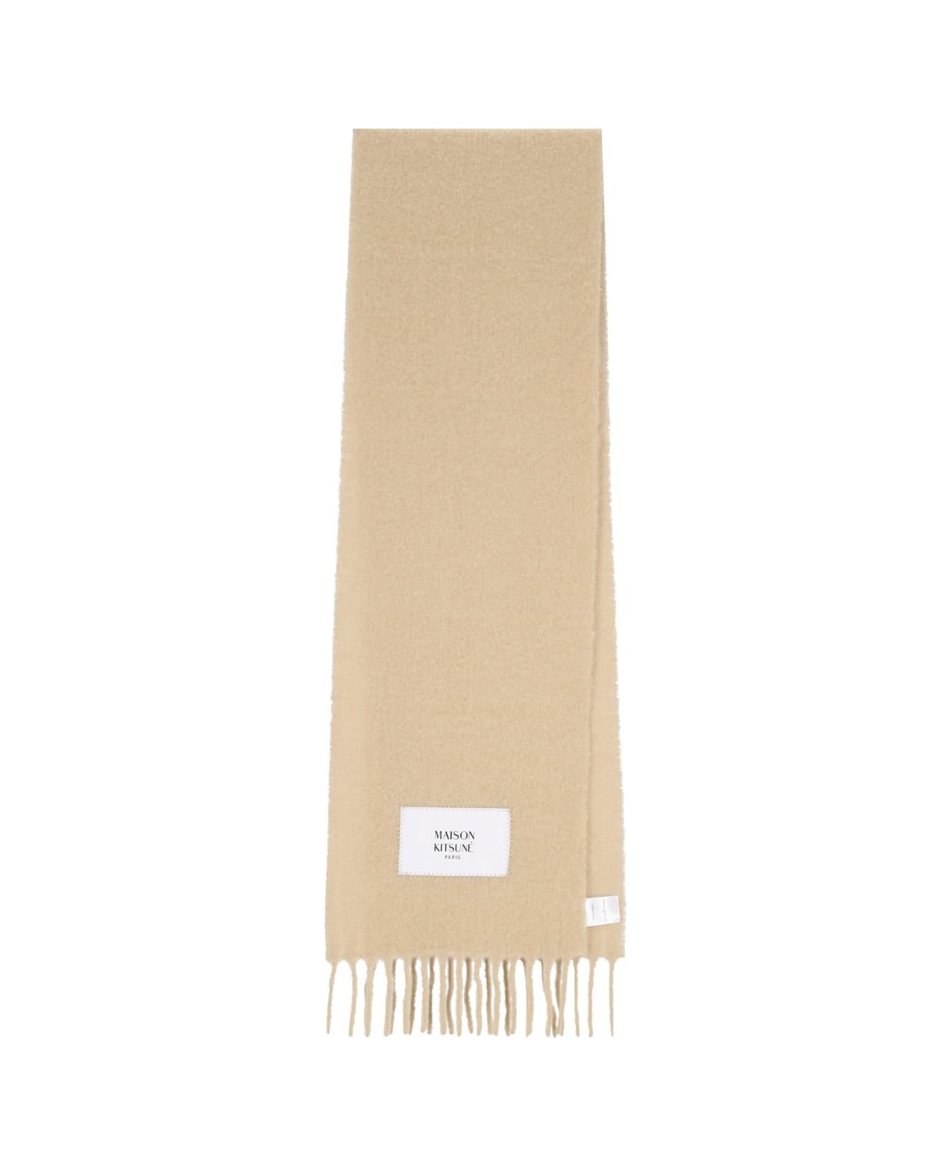 Maison Kitsuné Large Scarf With Fringes - Beige スカーフ