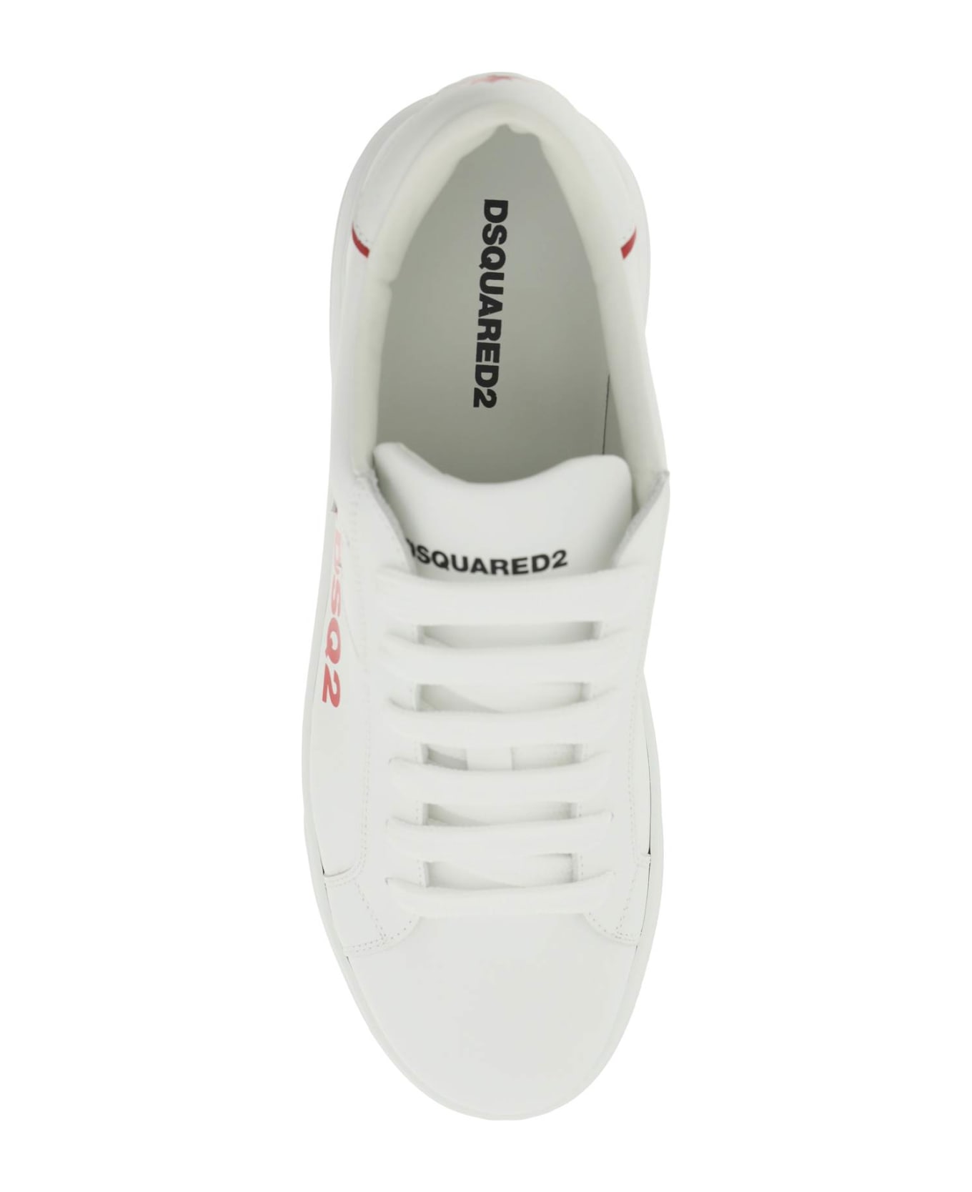 Dsquared2 Bumper Low-top Lace-up Leather Sneakers - BIANCO ROSSO (Black)