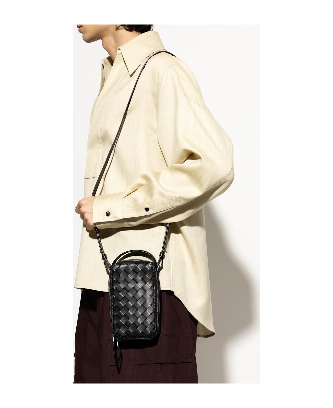 Bottega Veneta Phone Case Getaway With Strap - Black