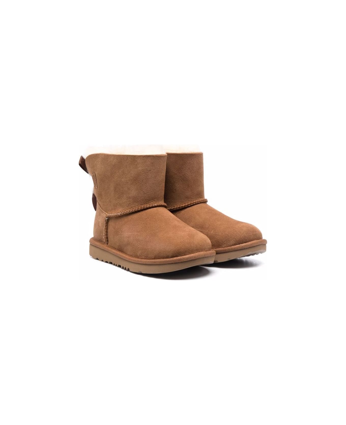 UGG 'mini Bailey Bow' Brown Boots With Bow Detail In Leather Girl - Brown