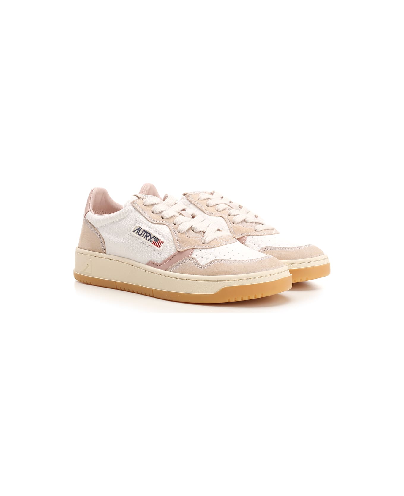 Autry 'medalist' Sneakers In Leather And Canvas - Wht/pow